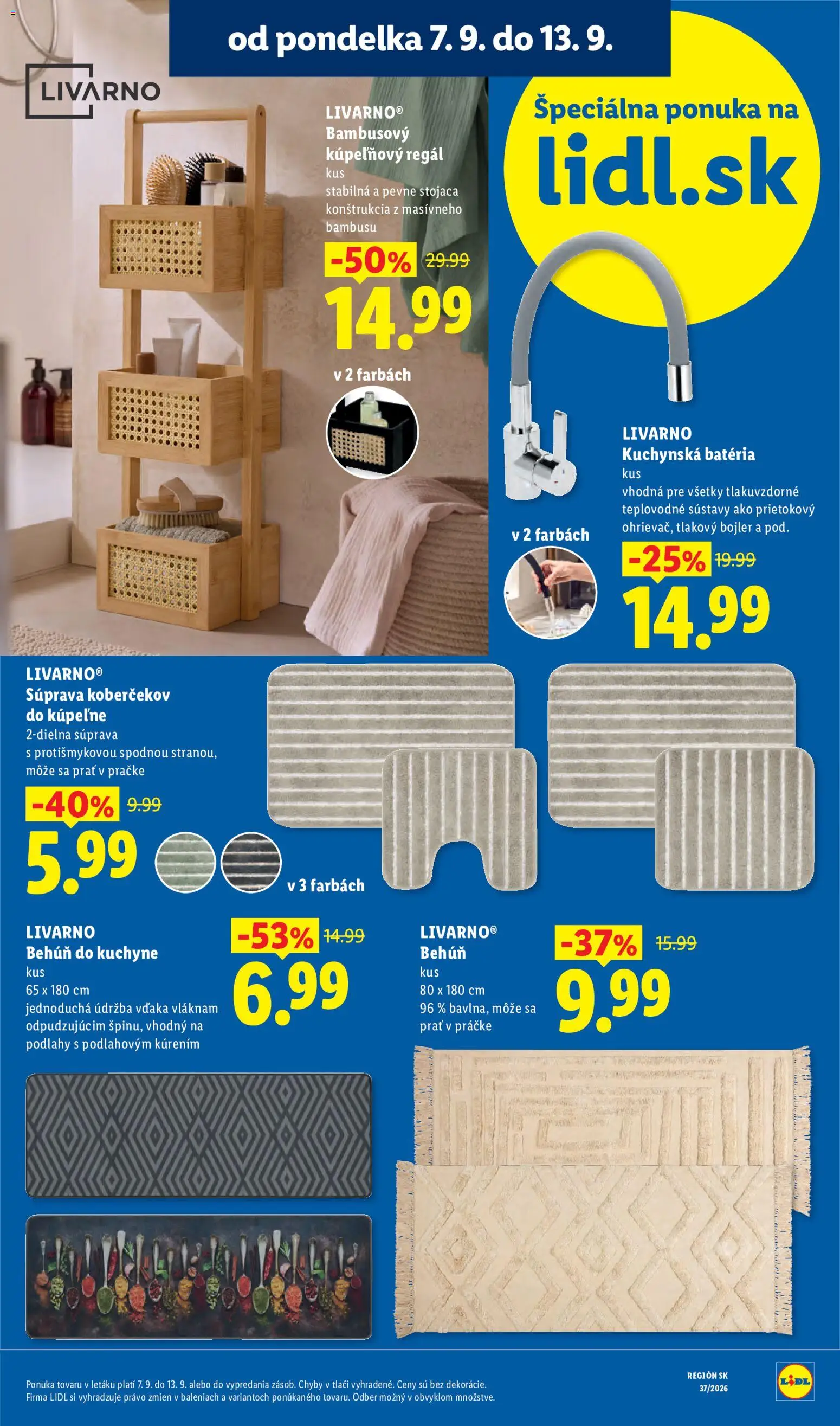 Nové Lidl akcie – leták je platný od 07.09.2026 | Strana: 6 | Produkty: Regál, Behúň do kuchyne, Batéria