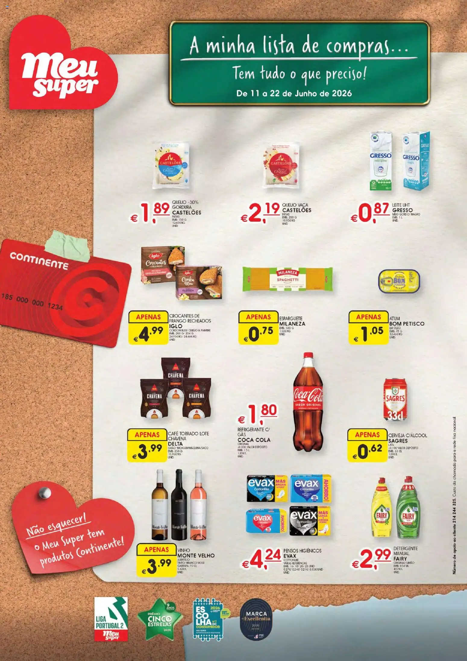 Meu Super folheto │ válido de 11.06.2026 | Página: 1 | Produtos: Atum, Pensos higiénicos, Vinho, Cerveja