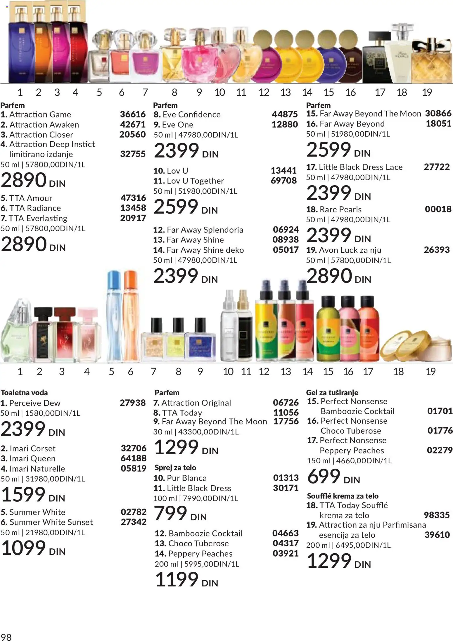 AVON katalog - važi od 01.06.2026 | Strana: 98 | Proizvode: Parfem, Toaletna voda, Voda, Krema za telo
