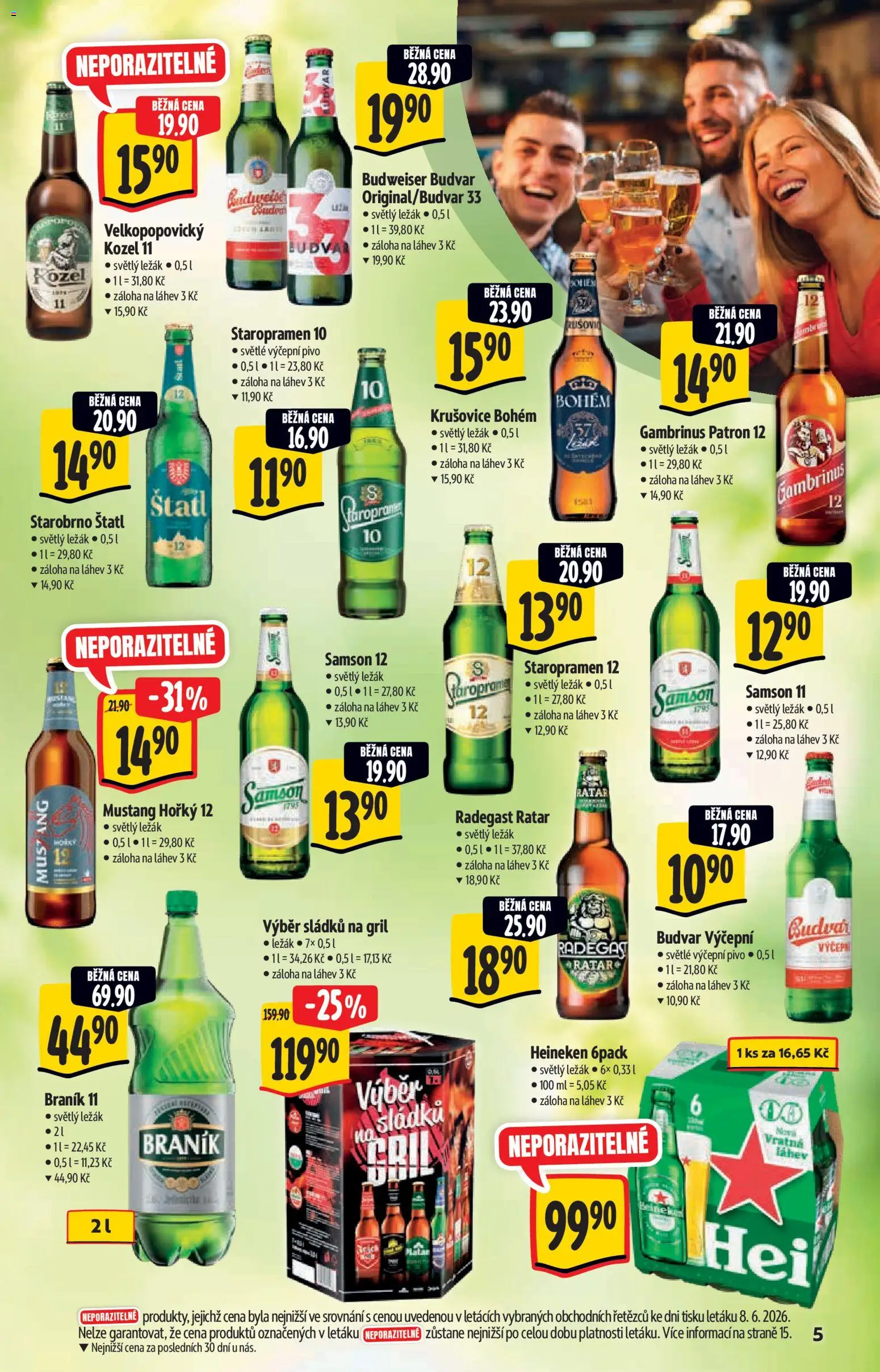 Albert katalog - Hypermarket - Léto od 17.06.2026 | Strana: 5 | Produkty: Staropramen, Krušovice Bohém, Radegast, Láhev