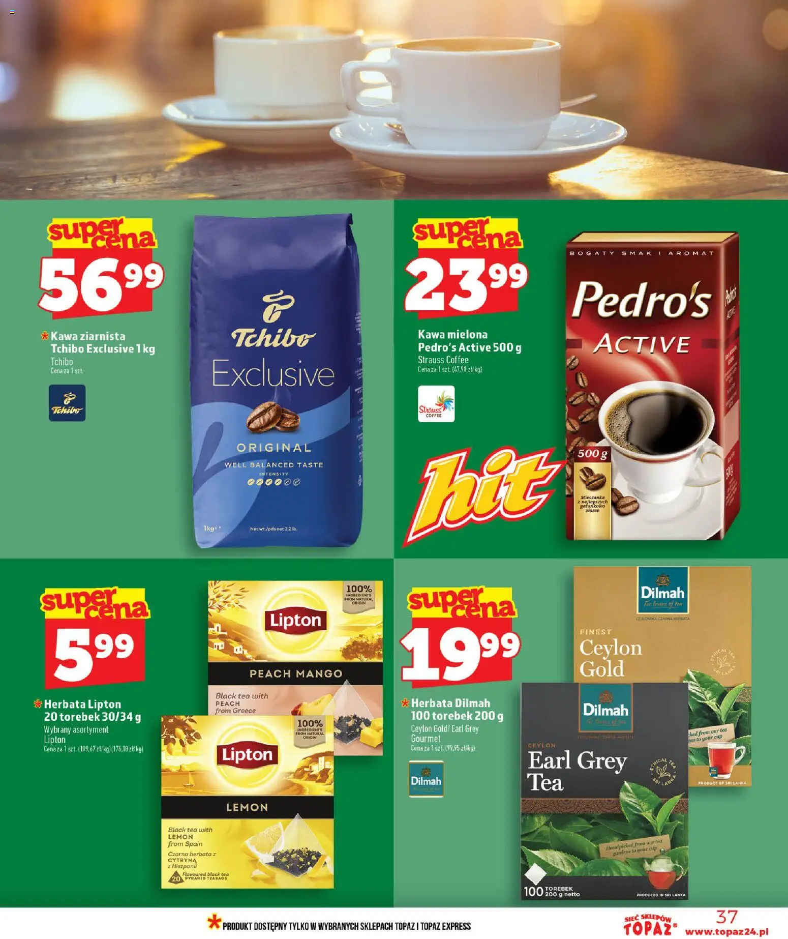 Topaz gazetka od 18.06.2026 | Strona: 37 | Produkty: Mango, Tchibo exclusive, Herbata lipton, Kawa