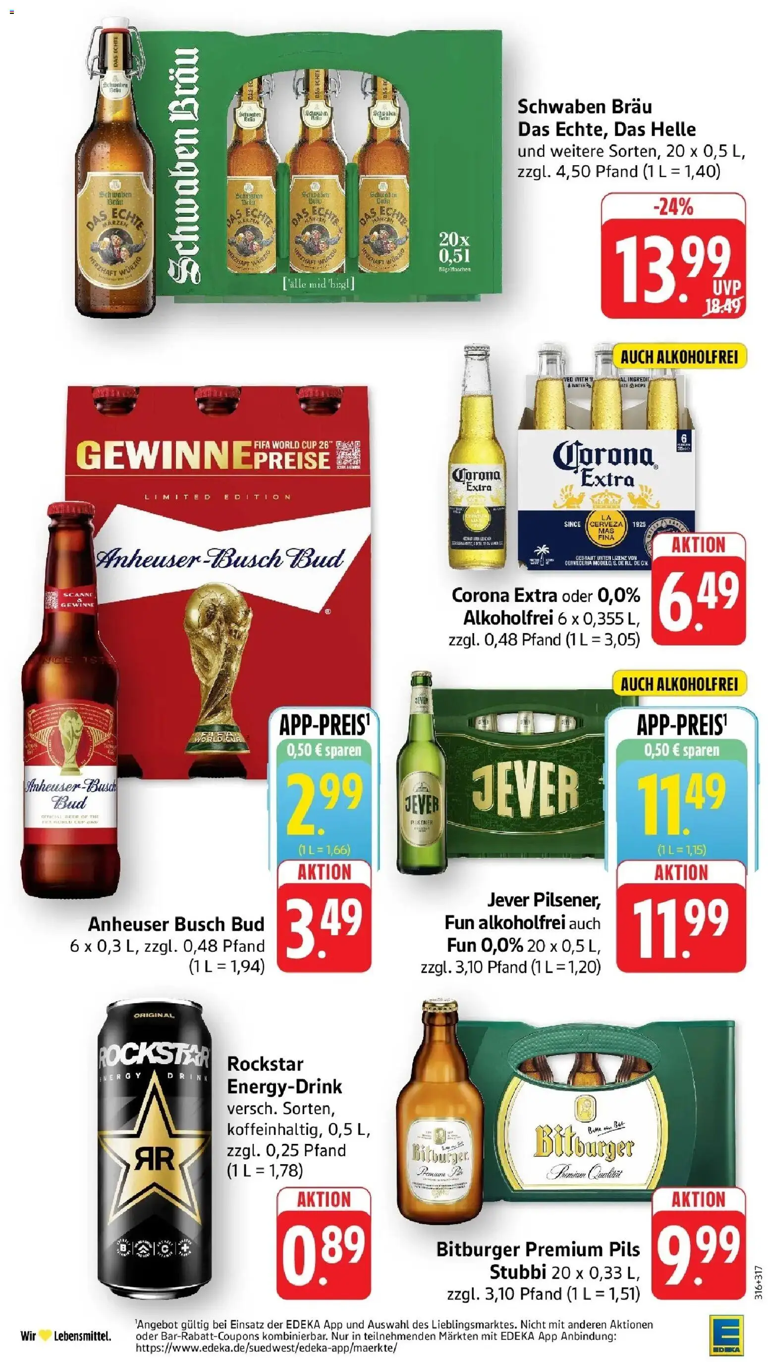 Edeka Prospekt Schorndorf – gültig ab 06.07.2026 | Seite: 29 | Produkte: Bitburger, Energy, Rockstar, Jever