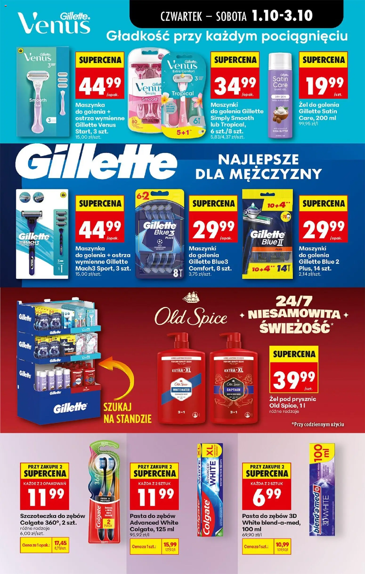 Biedronka gazetka od czwartku od 01.10.2026 | Strona: 65 | Produkty: Żel do golenia gillette, Maszynki do golenia, Pasta do zębów, Old spice