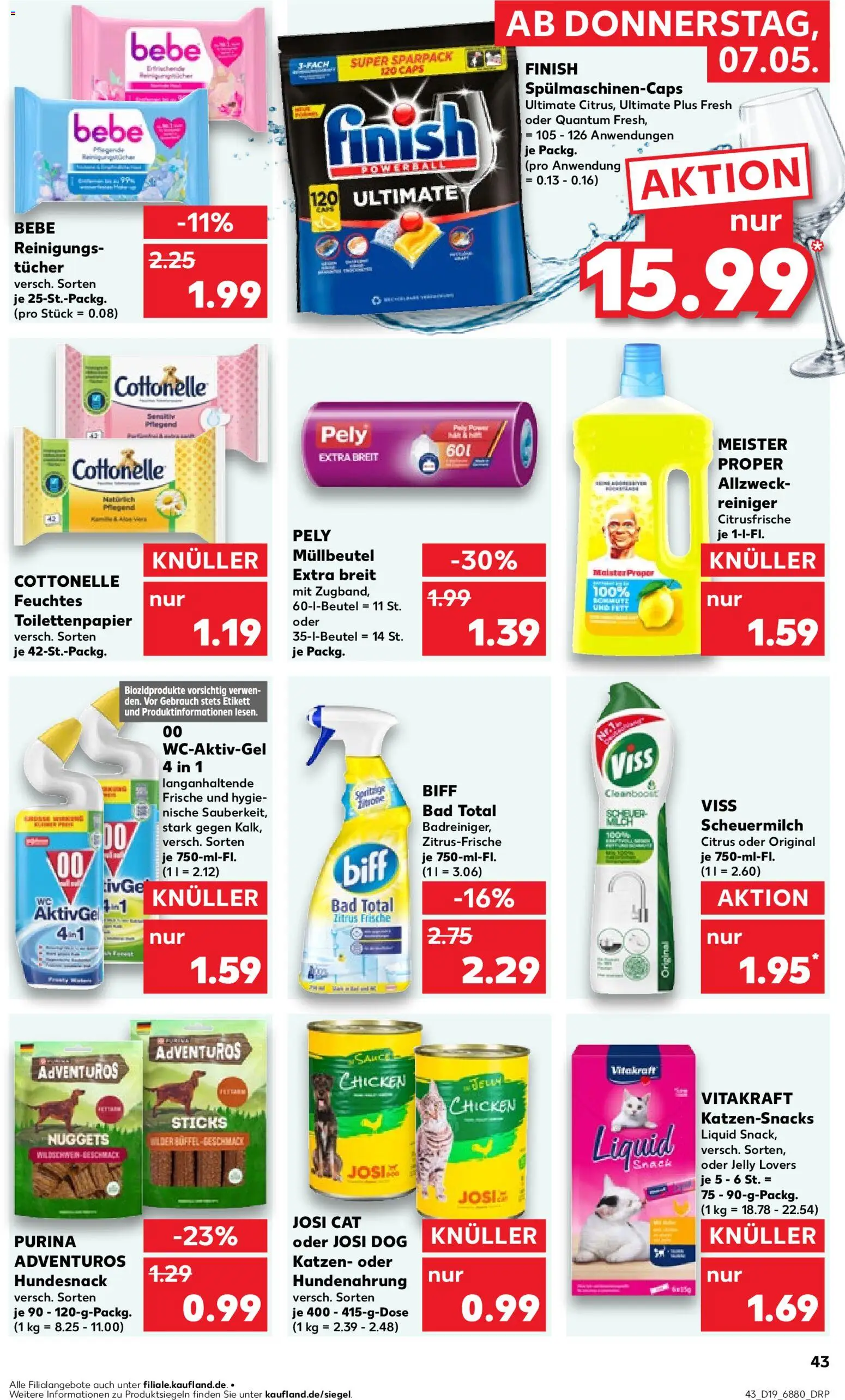 Kaufland Prospekt Völklingen	 – gültig ab 07.05.2026 | Seite: 43 | Produkte: Milch, Bad, Reinigungstücher, Toilettenpapier