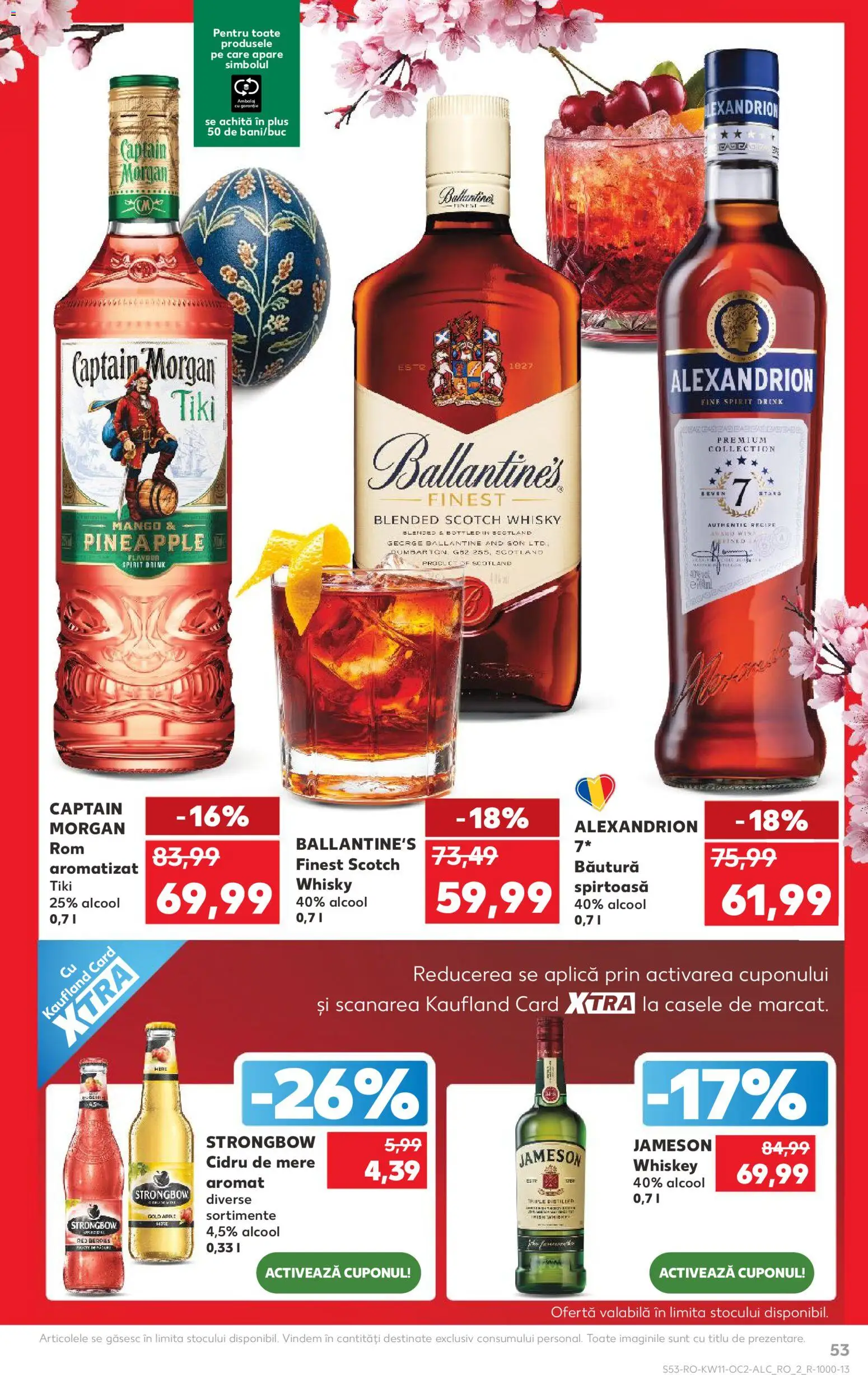 Kaufland RO akciós ujság - amely érvényes a következő dátumtól: 11.03.2026 | Oldal: 53 | Termékek: Whiskey, Jameson, Whisky, Mangó