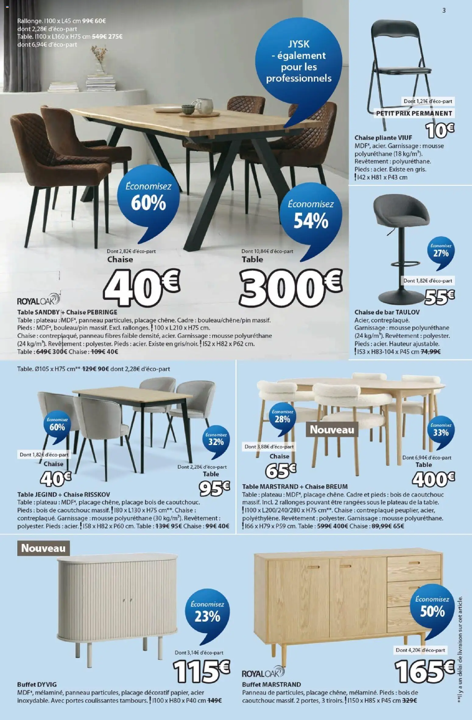{H1} | Page: 3 | Produits: Mousse, Chaise pliante, Buffet, Cadre