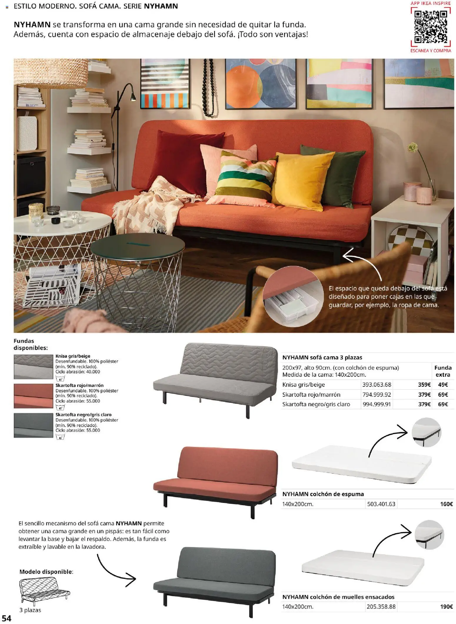 IKEA - Sofás │ válido desde el 28/09/2026 | Página: 54 | Productos: Espuma, Colchon, Funda, Almacenaje