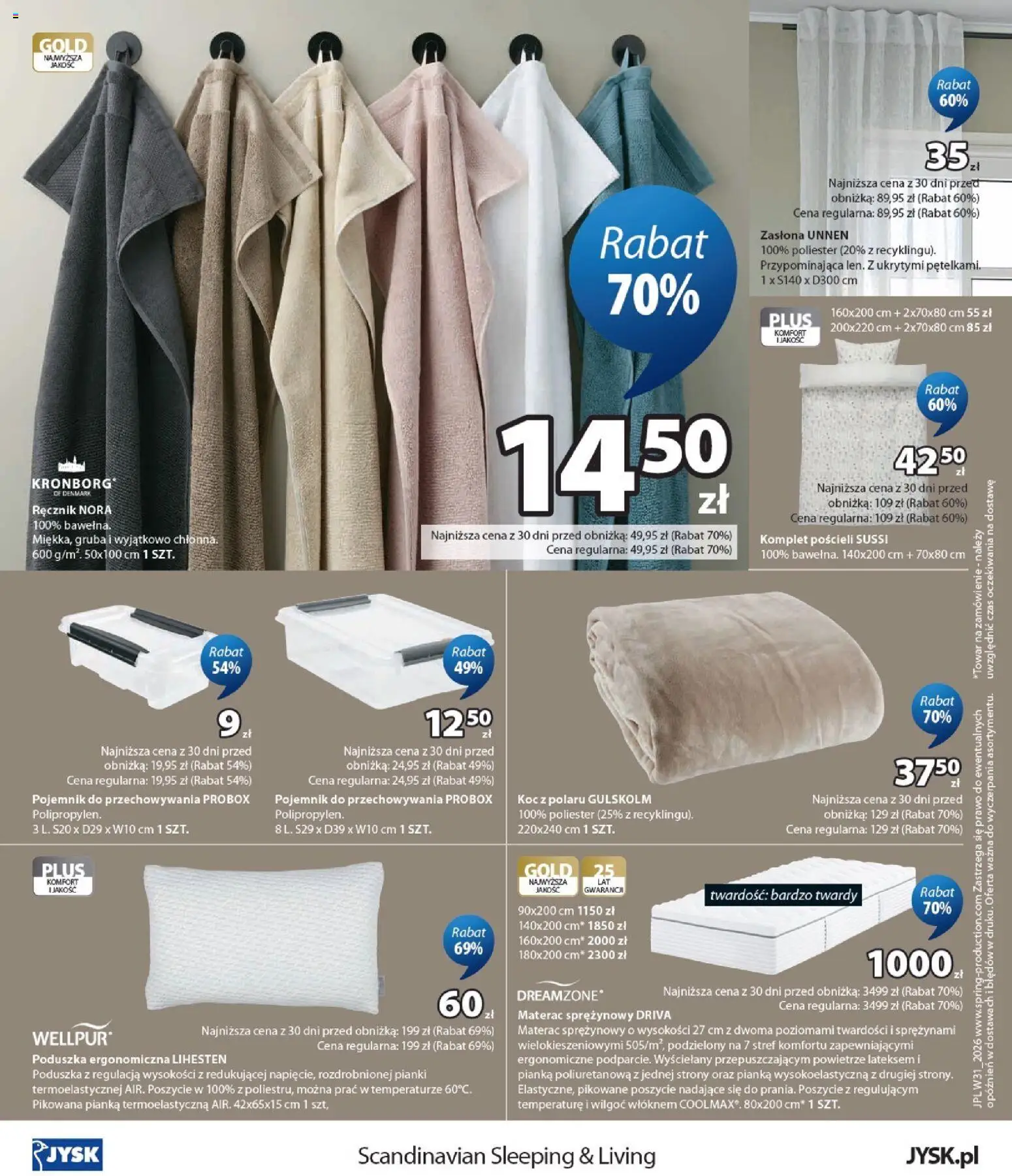 JYSK gazetka od 29.07.2026 | Strona: 16 | Produkty: Materac, Poduszka, Koc, Pianki