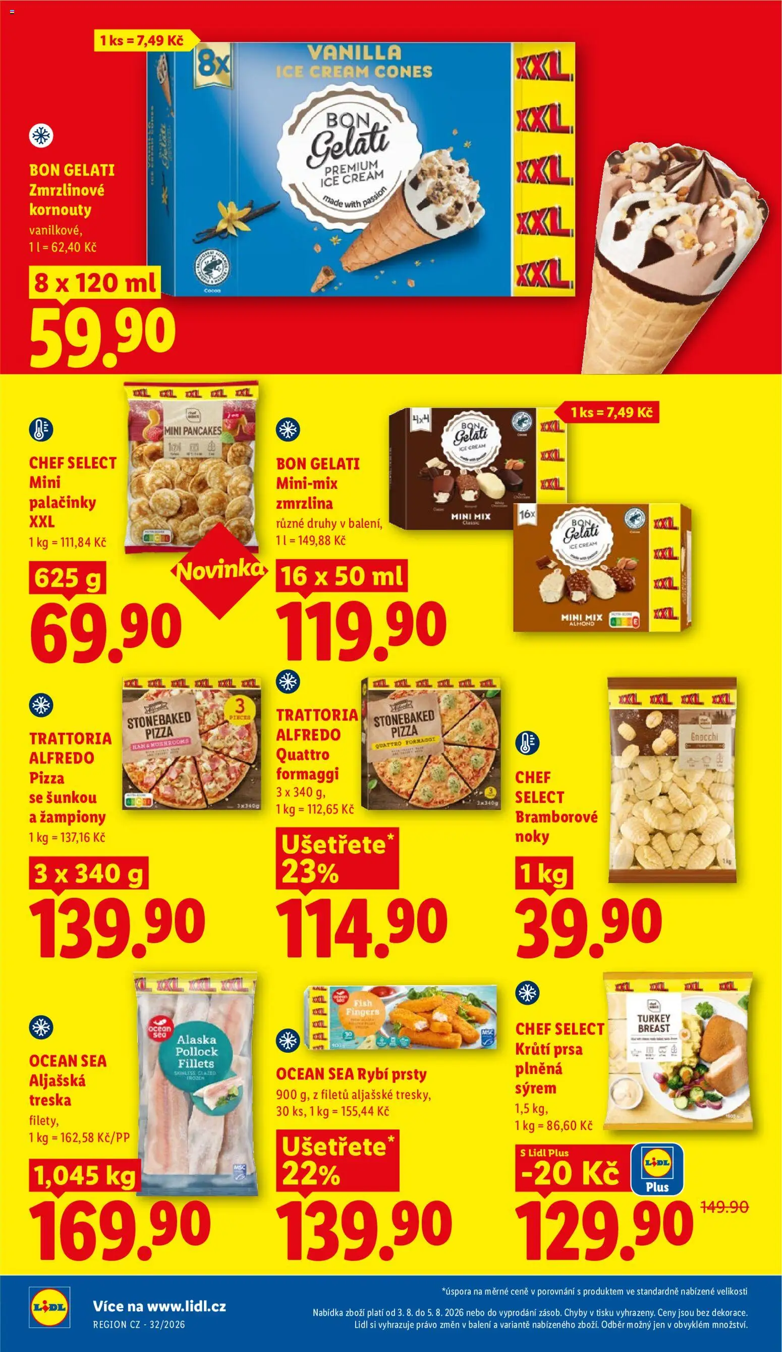 Lidl leták od 03.08.2026 | Strana: 20 | Produkty: Pizza, Krůtí prsa, Bramborové noky, Gnocchi