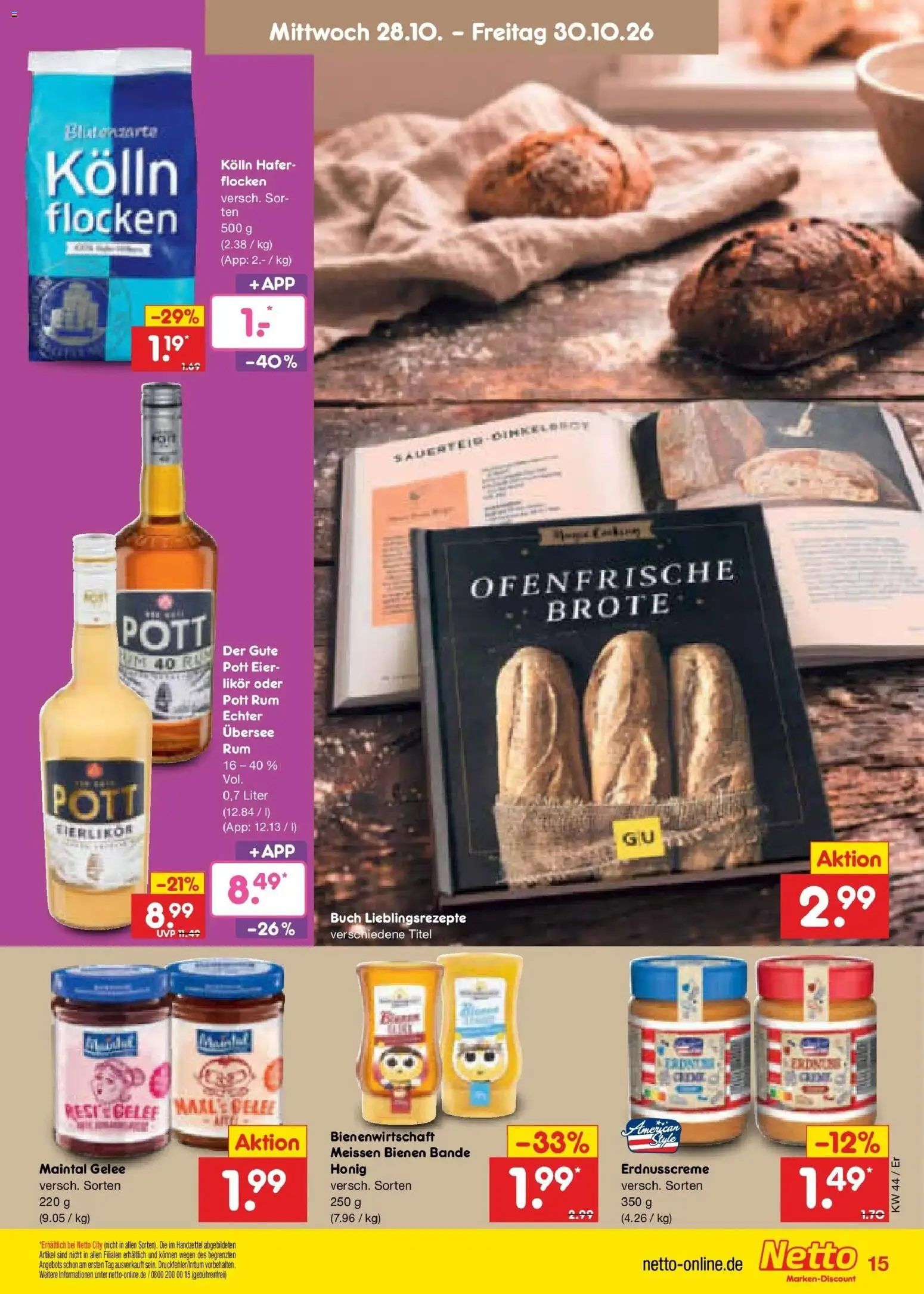 Netto Marken-Discount Prospekt Naumburg – gültig ab 26.10.2026 | Seite: 47 | Produkte: Kolln, Likör, Ofenfrische, Flocken