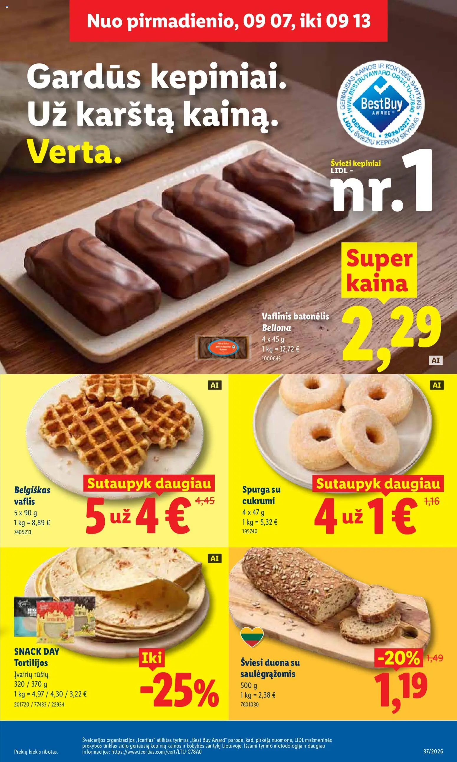 LIDL akcijos nuo 2026.09.07 | Puslapis: 39 | Prekių: Spurga, Duona