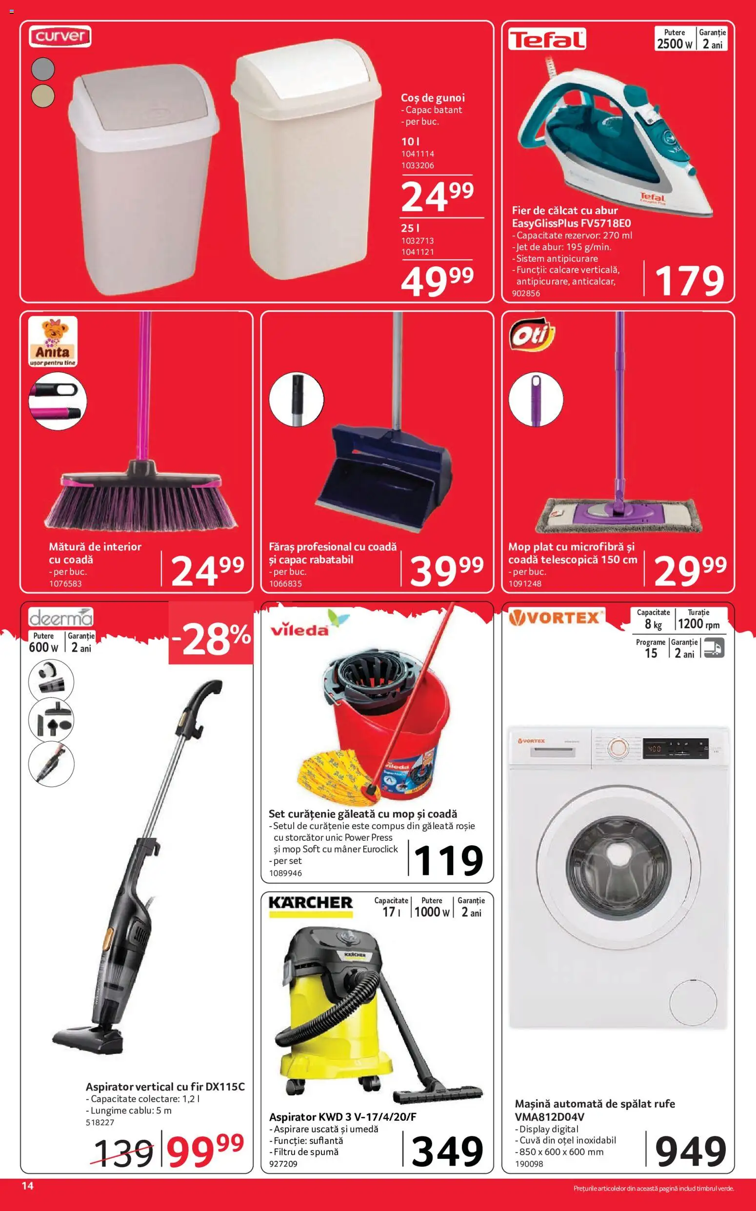 Noul catalog Selgros – valabil de la 15.05.2026 | Pagină: 14 | Produse: Suflantă, Aspirator, Mătură, Coș