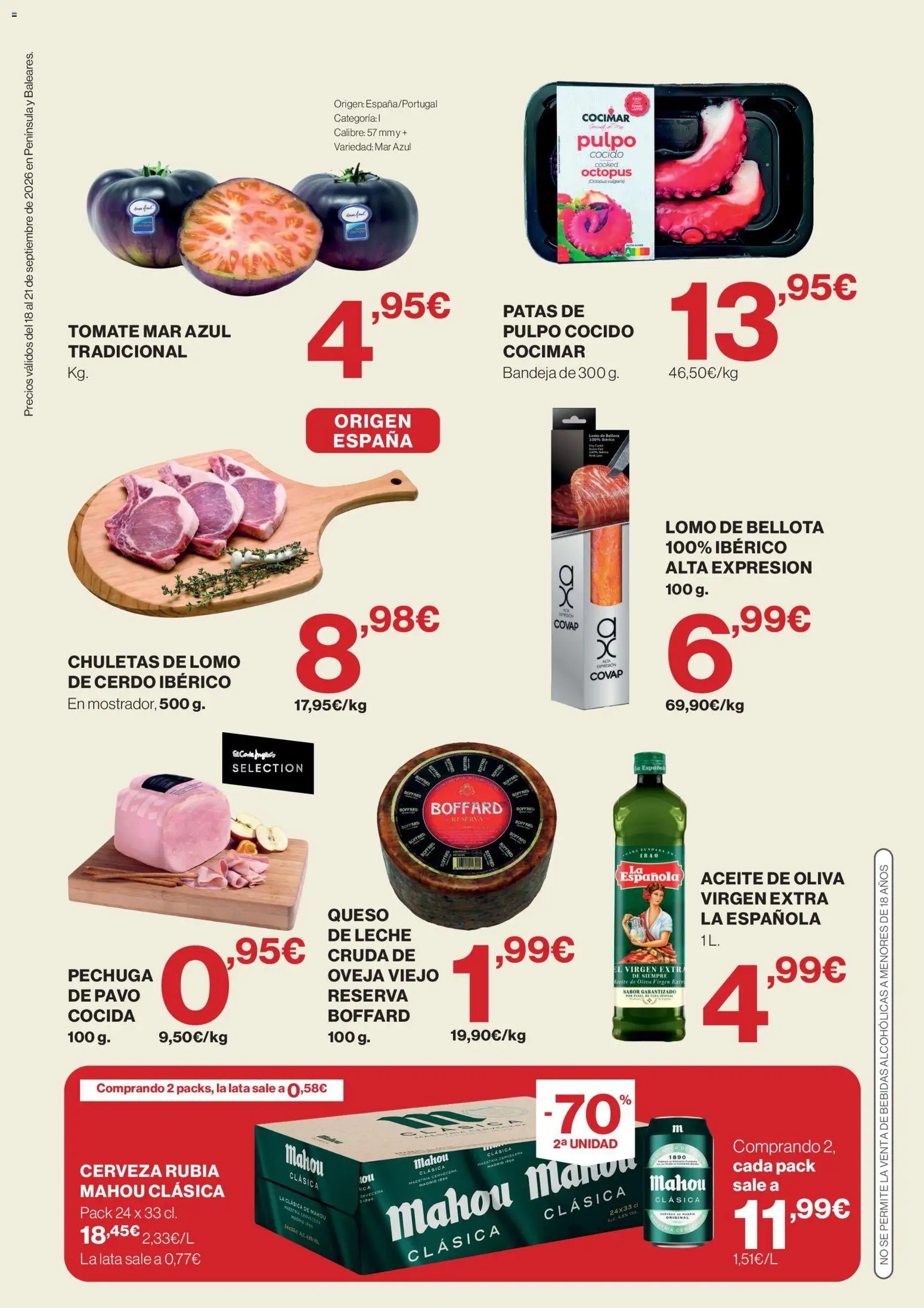 El Corte Inglés Solo 3 dias │ válido desde el 18/09/2026 | Página: 2 | Productos: Leche, Queso, Cerdo, Pavo