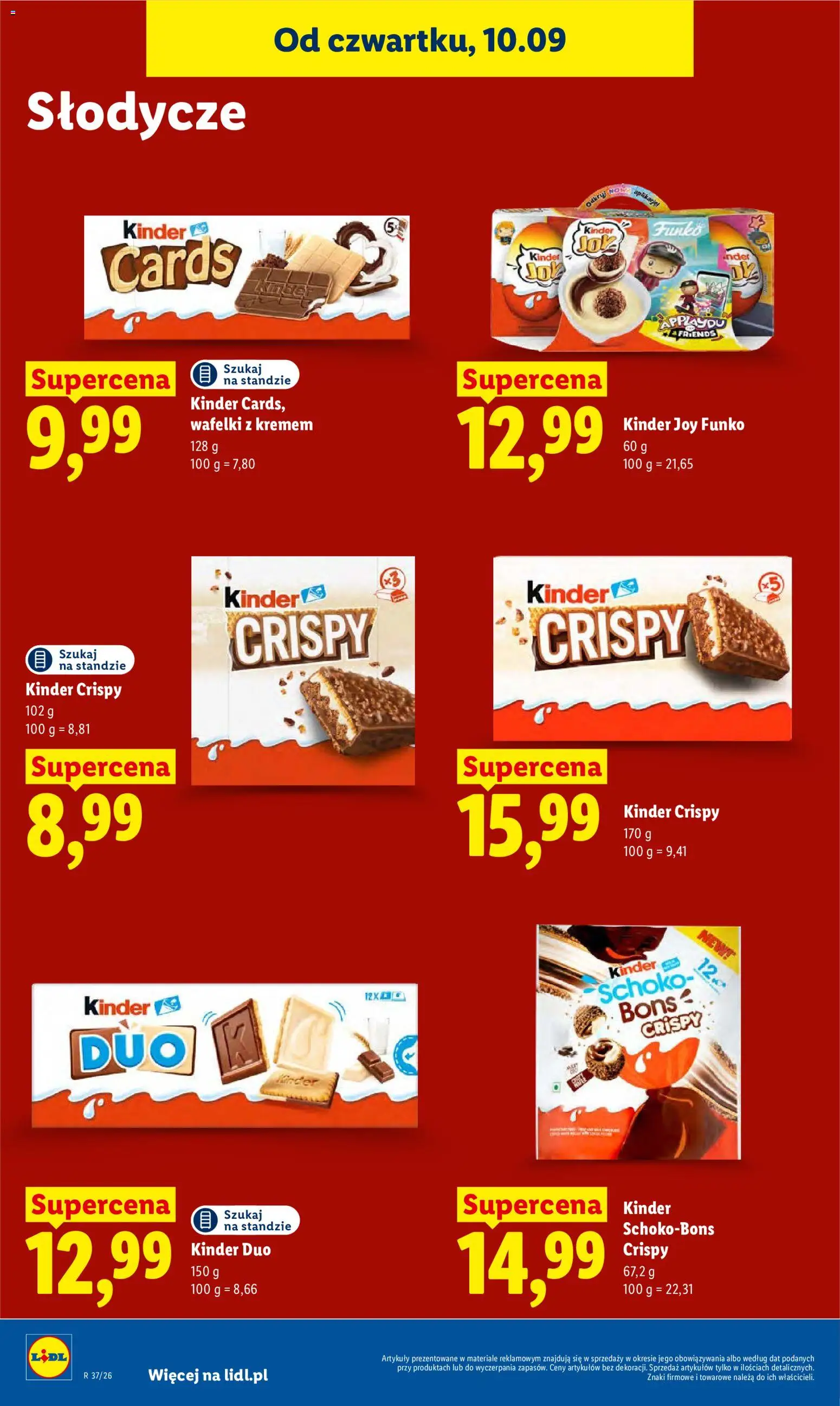 Lidl Polsko leták od 10.09.2026 | Strana: 66 | Produkty: Schoko Bons, Kinder Joy, Kinder