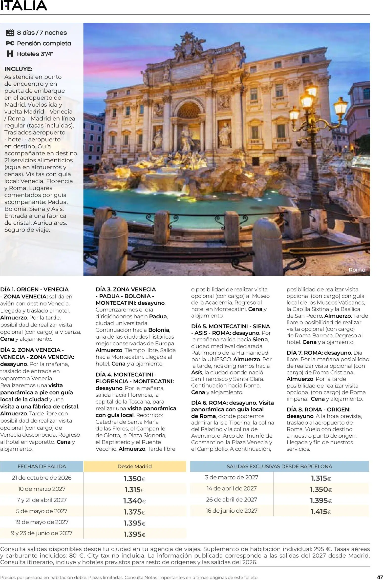 Viajes El Corte Inglés folleto Destinos Otoño y Primavera │ válido desde el 01/07/2026 | Página: 47 | Productos: PC, Agua