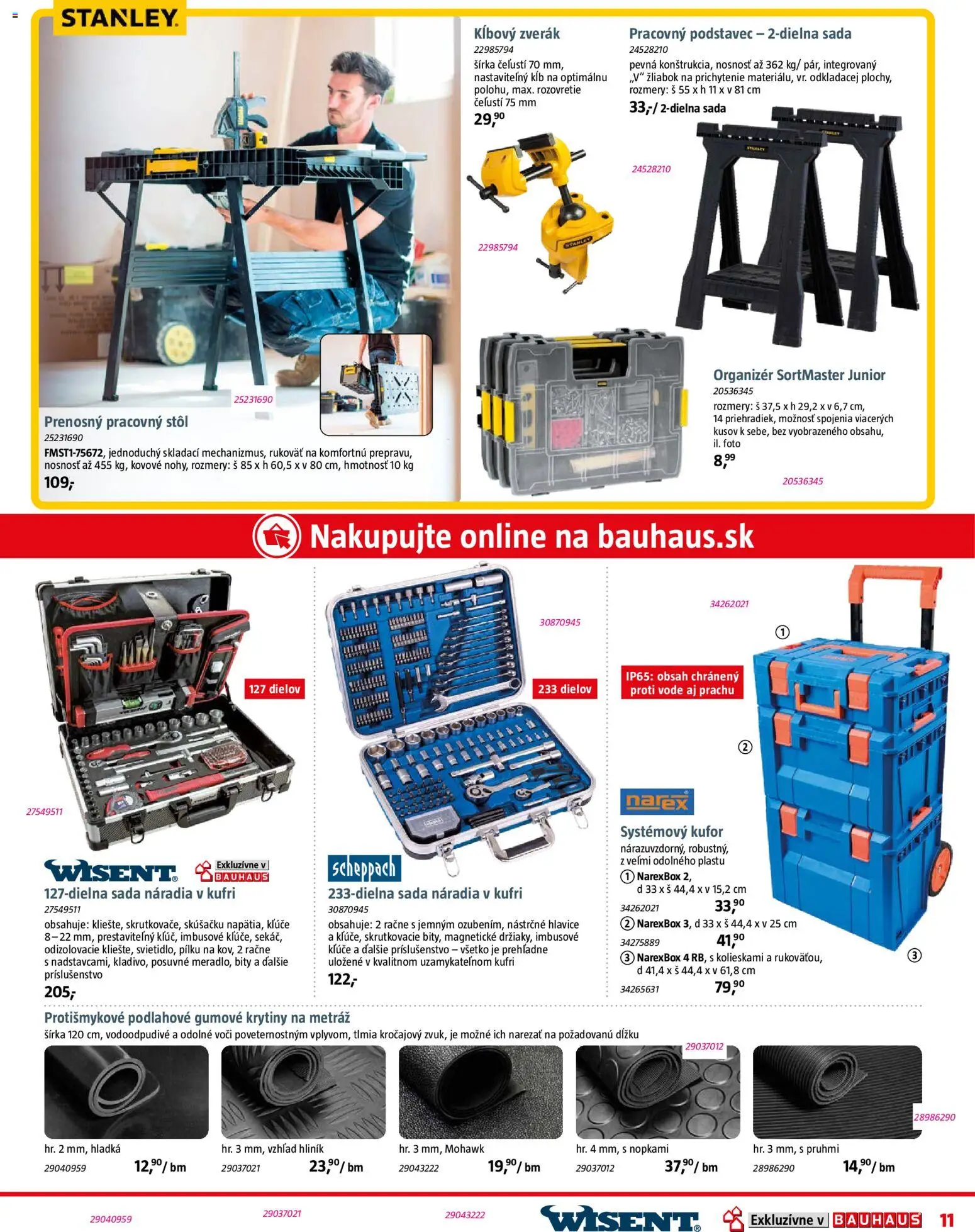 Nové Bauhaus akcie – leták je platný od 07.09.2026 | Strana: 11 | Produkty: Organizér, Pracovný stôl, Stôl