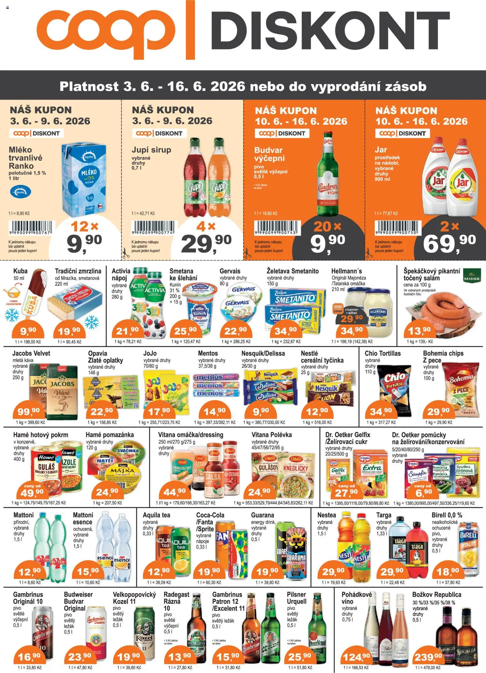 Konzum leták od 03.06.2026 | Strana: 1 | Produkty: Mléko, Víno, Zmrzlina, Kozel