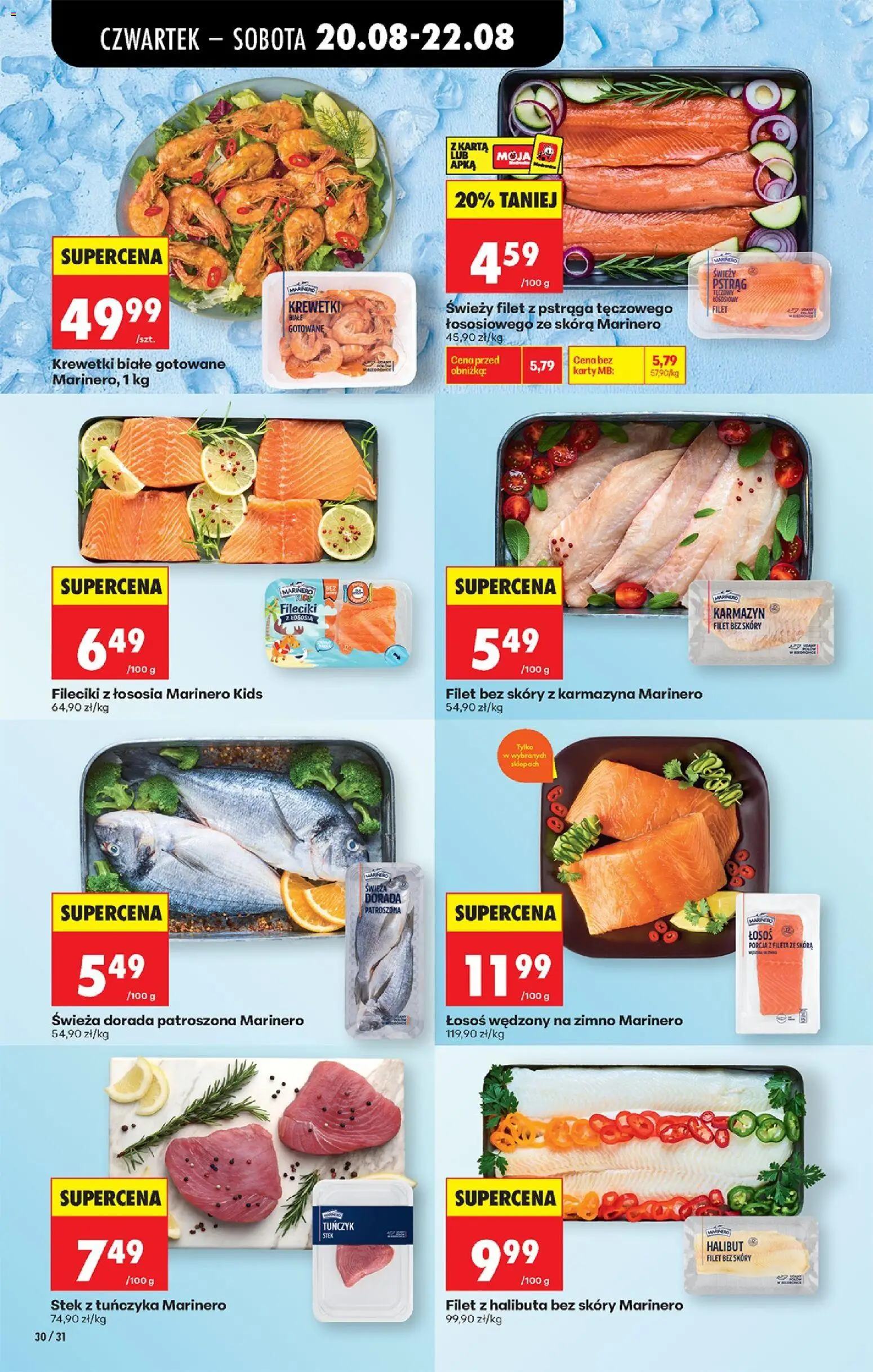Biedronka Polsko leták - Codziennie niskie ceny od 20.08.2026 | Strana: 42 | Produkty: Losos, Halibut, Filet, Karty