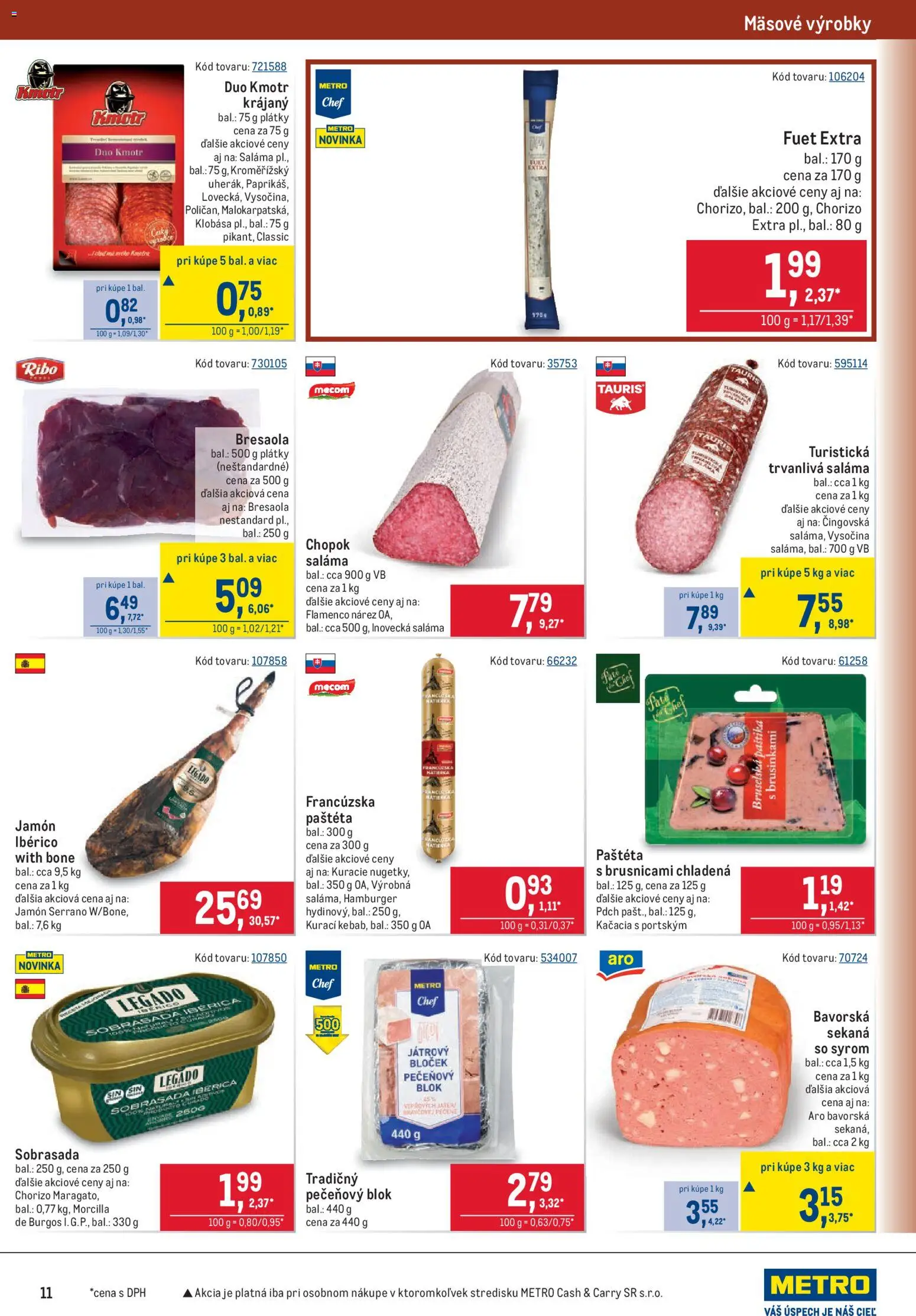 Nové Metro akcie – leták je platný od 15.07.2026 | Strana: 11 | Produkty: Saláma, Klobása