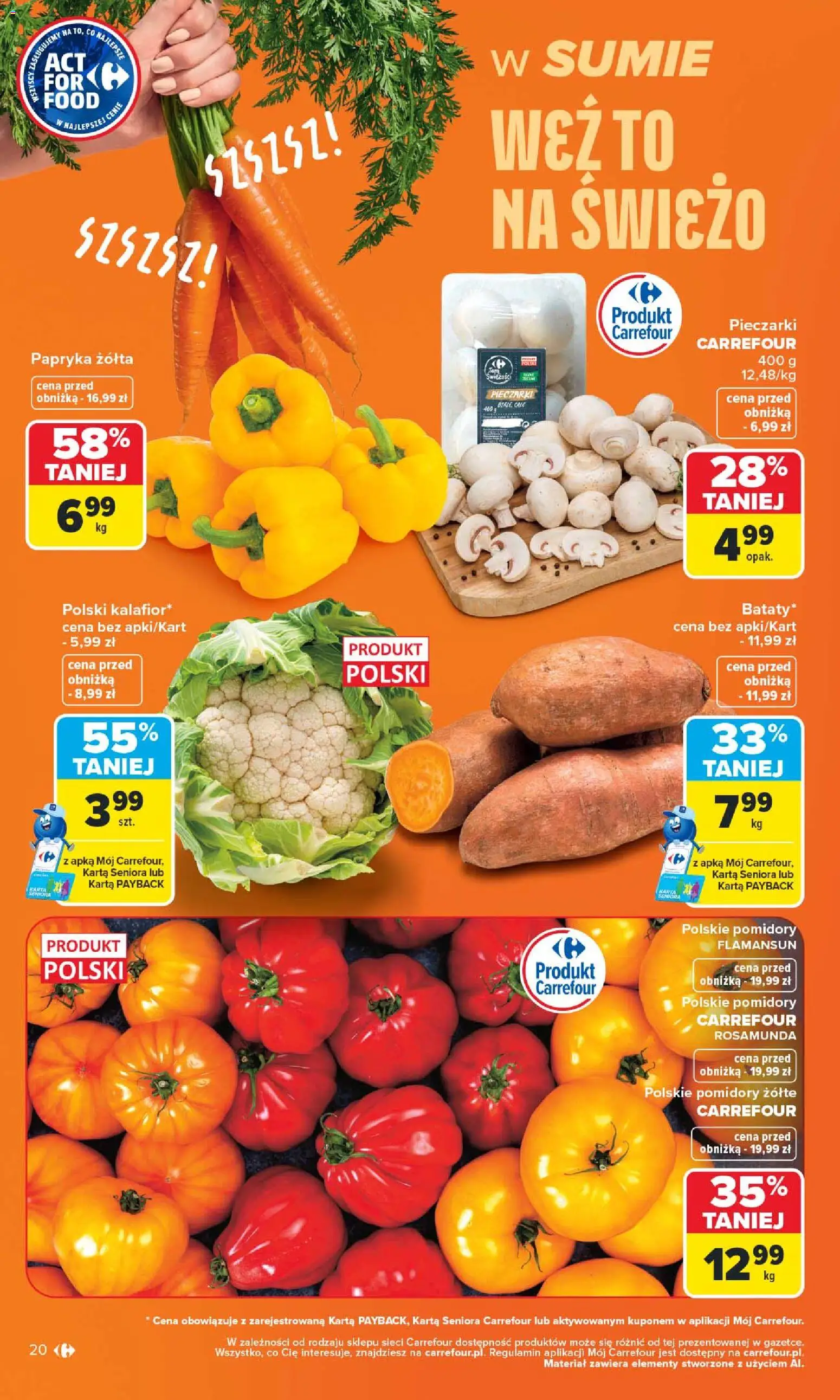 Carrefour gazetka od 08.06.2026 | Strona: 22 | Produkty: Karta, Pieczarki, Papryka, Pomidory