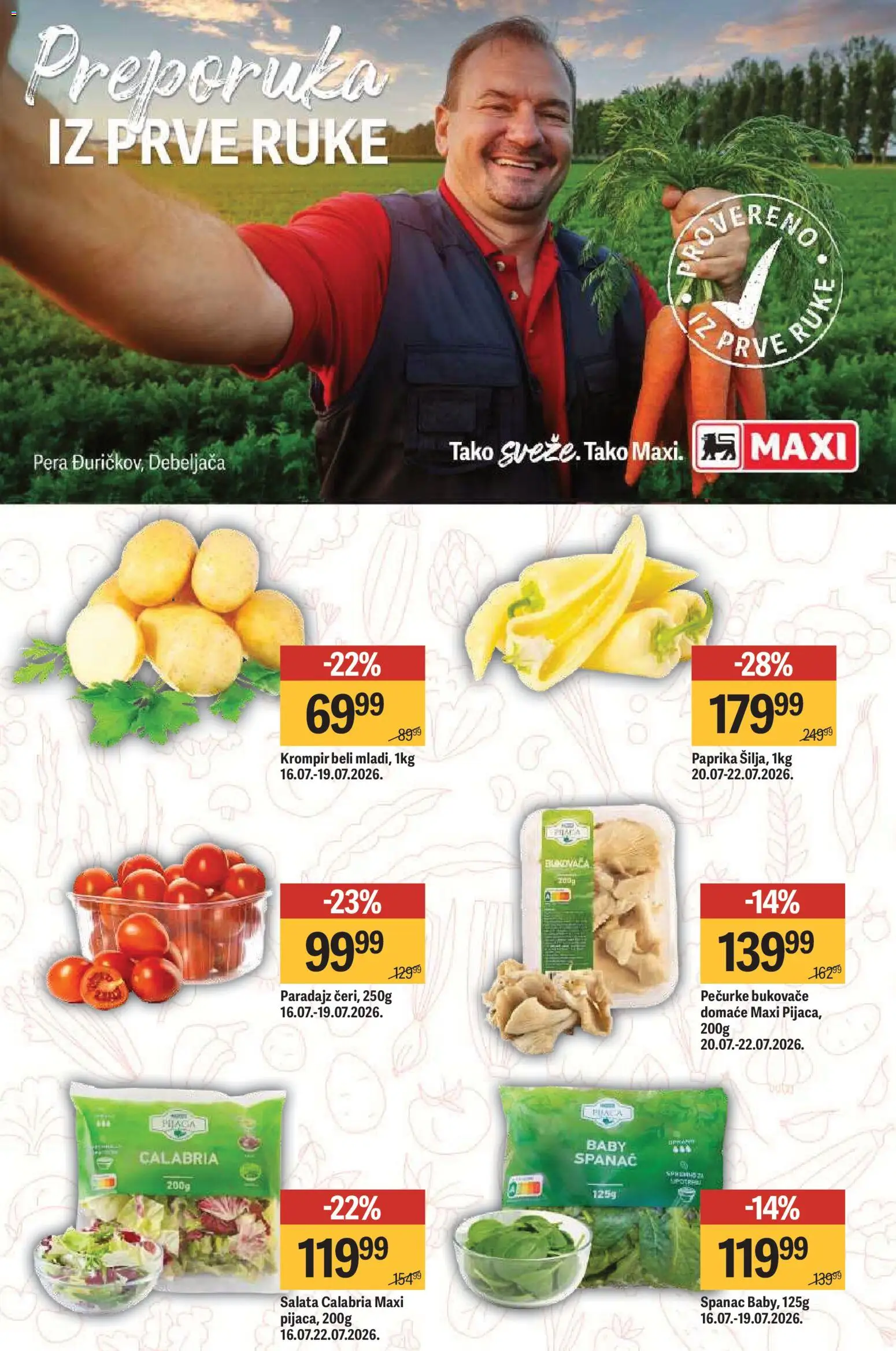 Maxi katalog - važi od 16.07.2026 | Strana: 7 | Proizvode: Spanać, Salata, Paprika, Paradajz