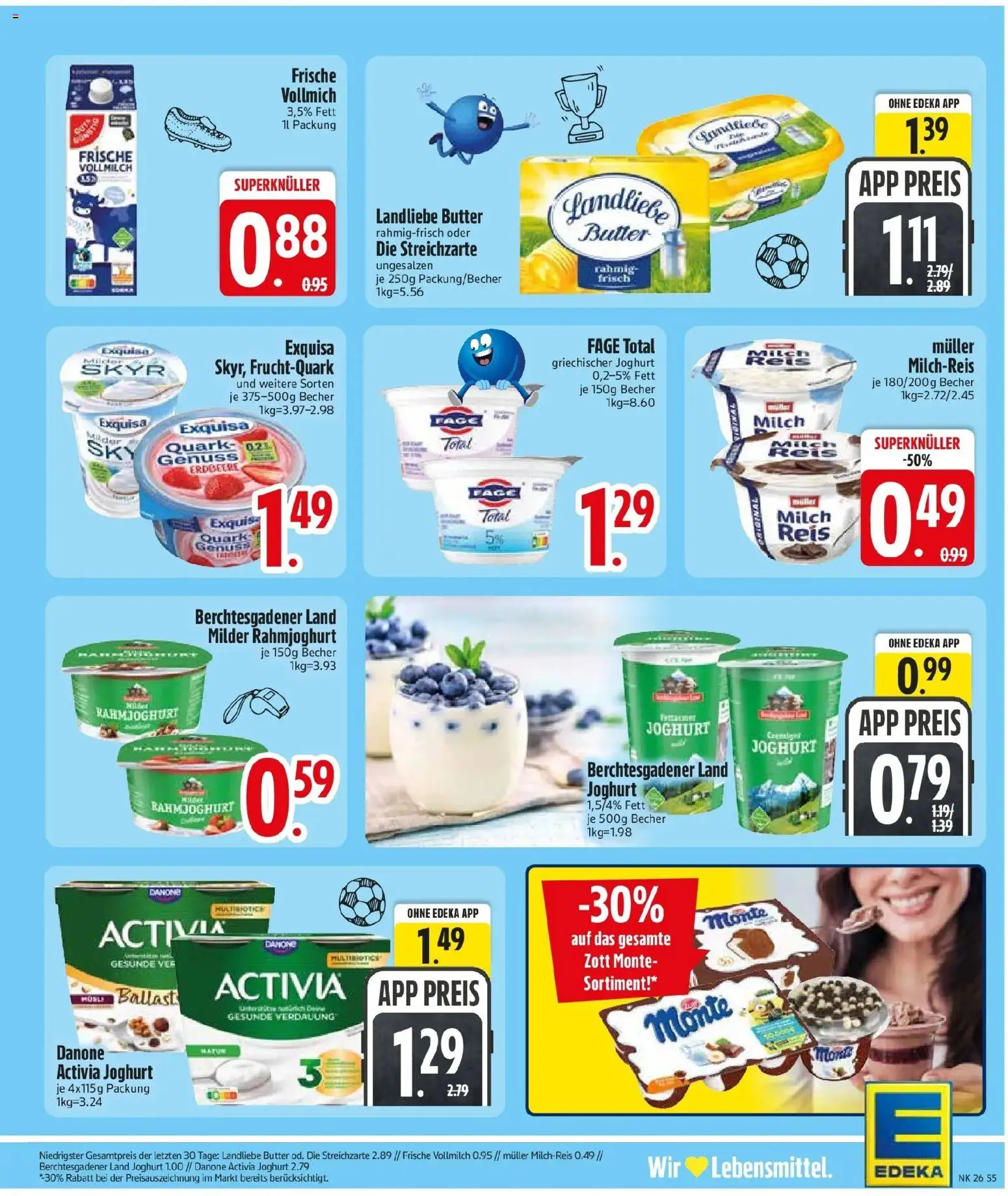 Edeka prospekt Vohburg – gültig ab 21.06.2026 | Seite: 9 | Produkte: Milch, Joghurt, Landliebe butter, Reis