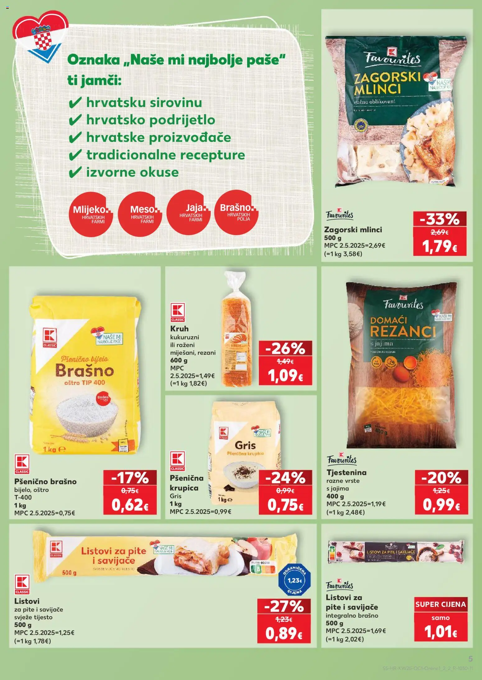 Kaufland katalog | vrijedi od 17.06.2026 | Stranica: 5 | Proizvodi: Mlinci, Krupica, Brašno, Pasta