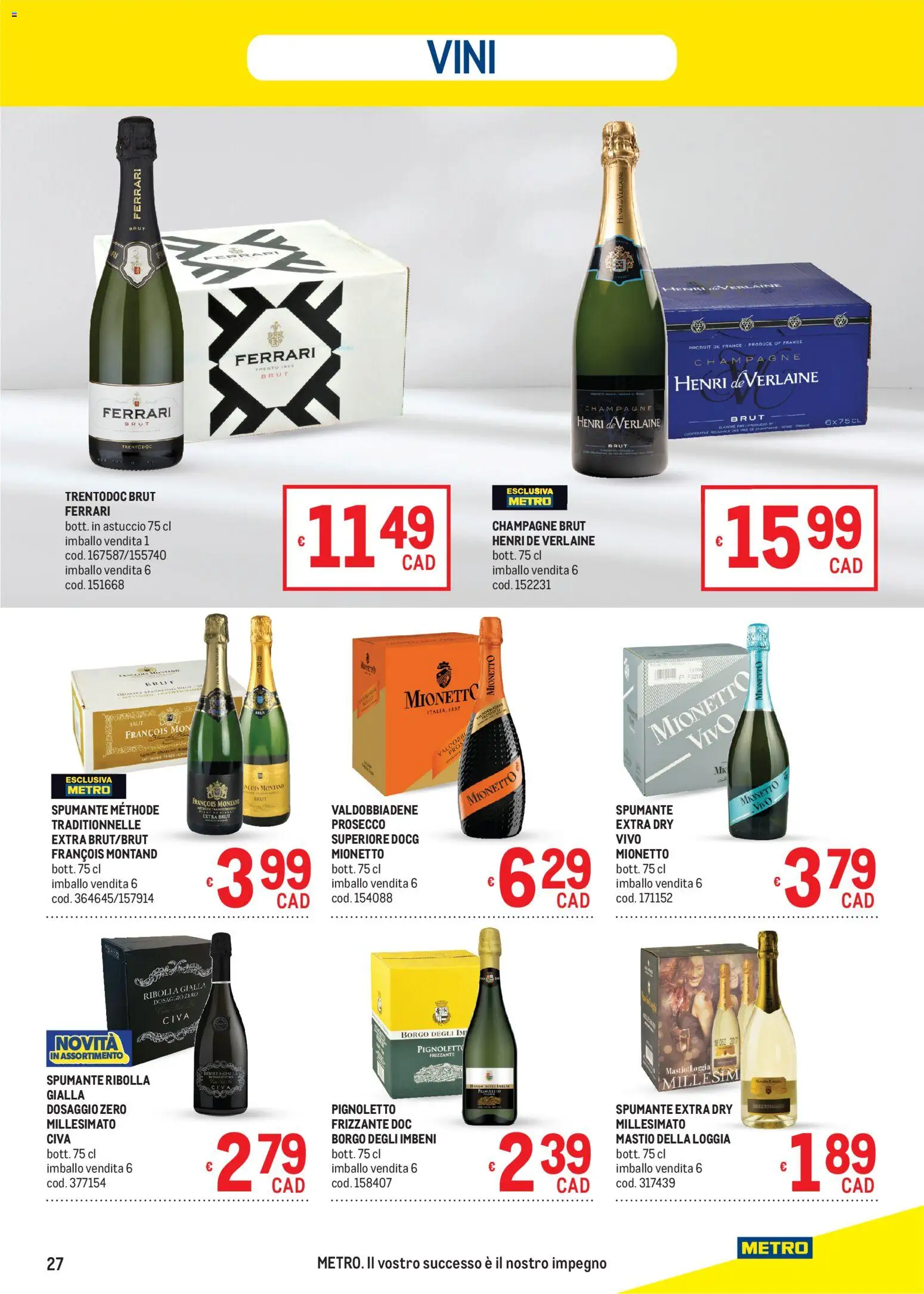 Volantino Metro del 10/09/2026 | Pagina: 27 | Prodotti: Prosecco, Spumante, Champagne, Mionetto