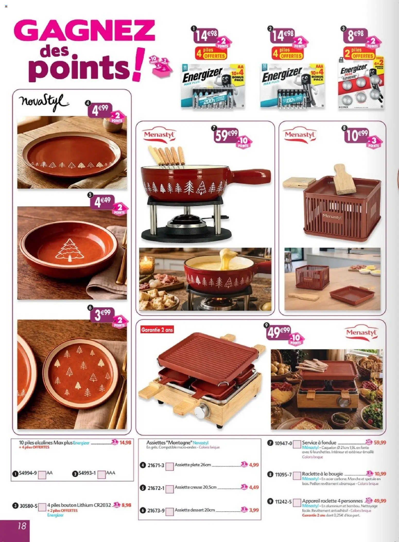 {H1} | Page: 18 | Produits: Raclette a la bougie, Spatule, Brique, Piles