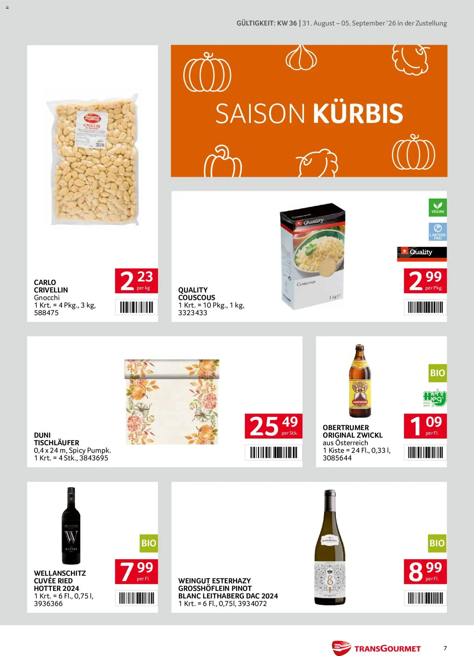 Transgourmet Zustellaktion gültig ab 31.08.2026 | Seite: 7 | Produkte: Kürbis