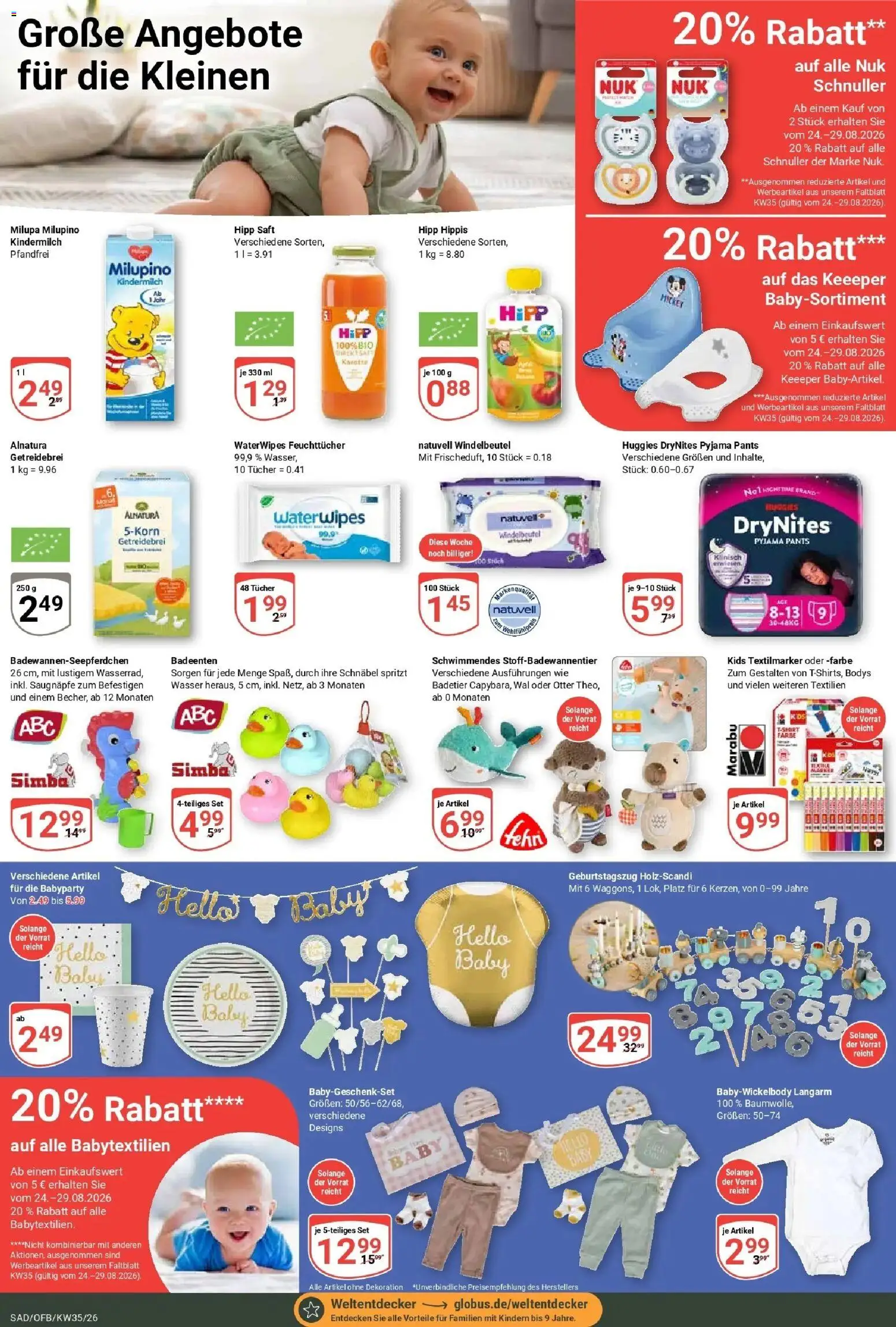 Globus Prospekt Schwandorf (ab 24.08.2026) » Angebote online | Seite: 19 | Produkte: Wasser, Pyjama, Saft