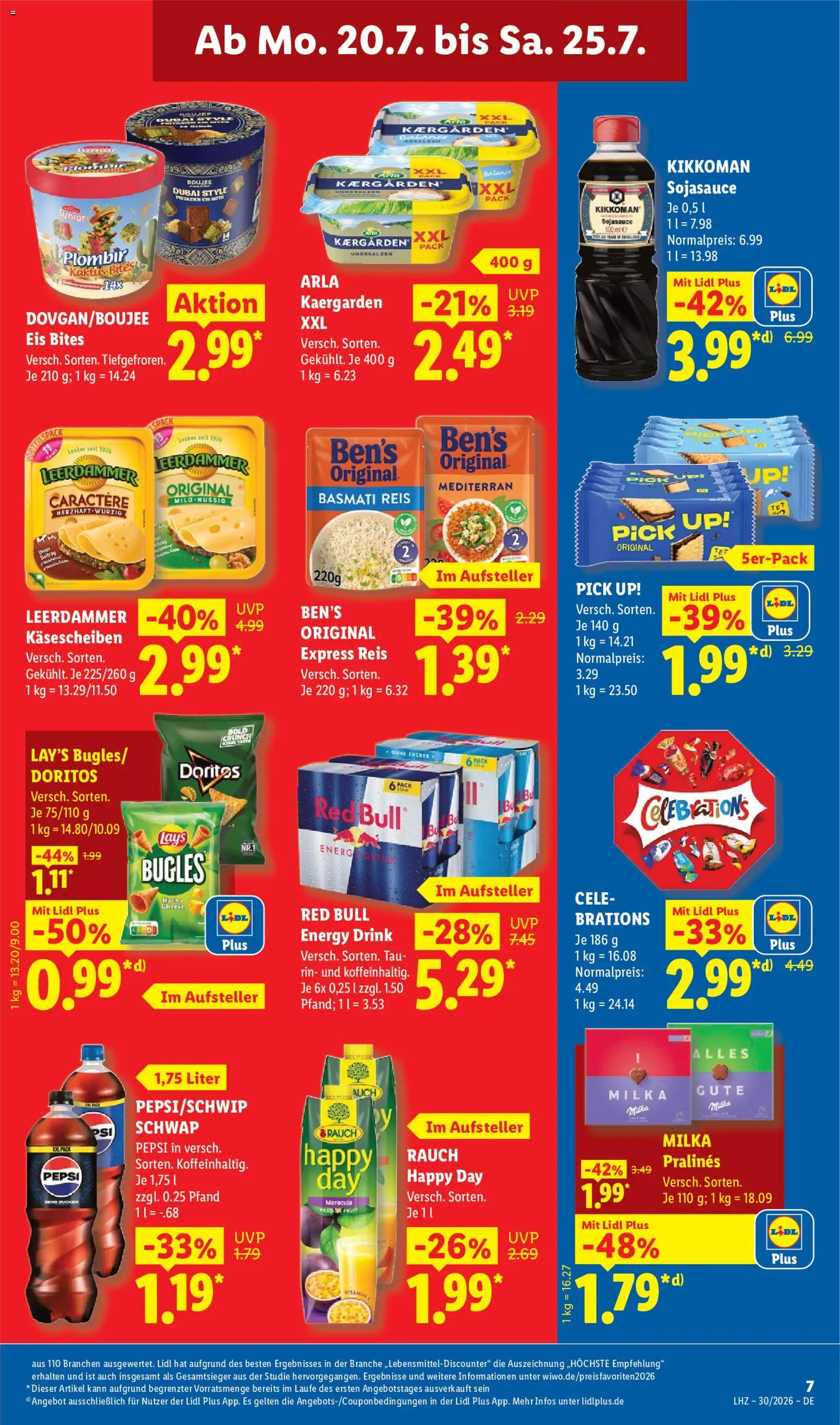 Lidl Německo leták od 20.07.2026 | Strana: 15 | Produkty: Milka, Basmati, Lay's, Energy drink