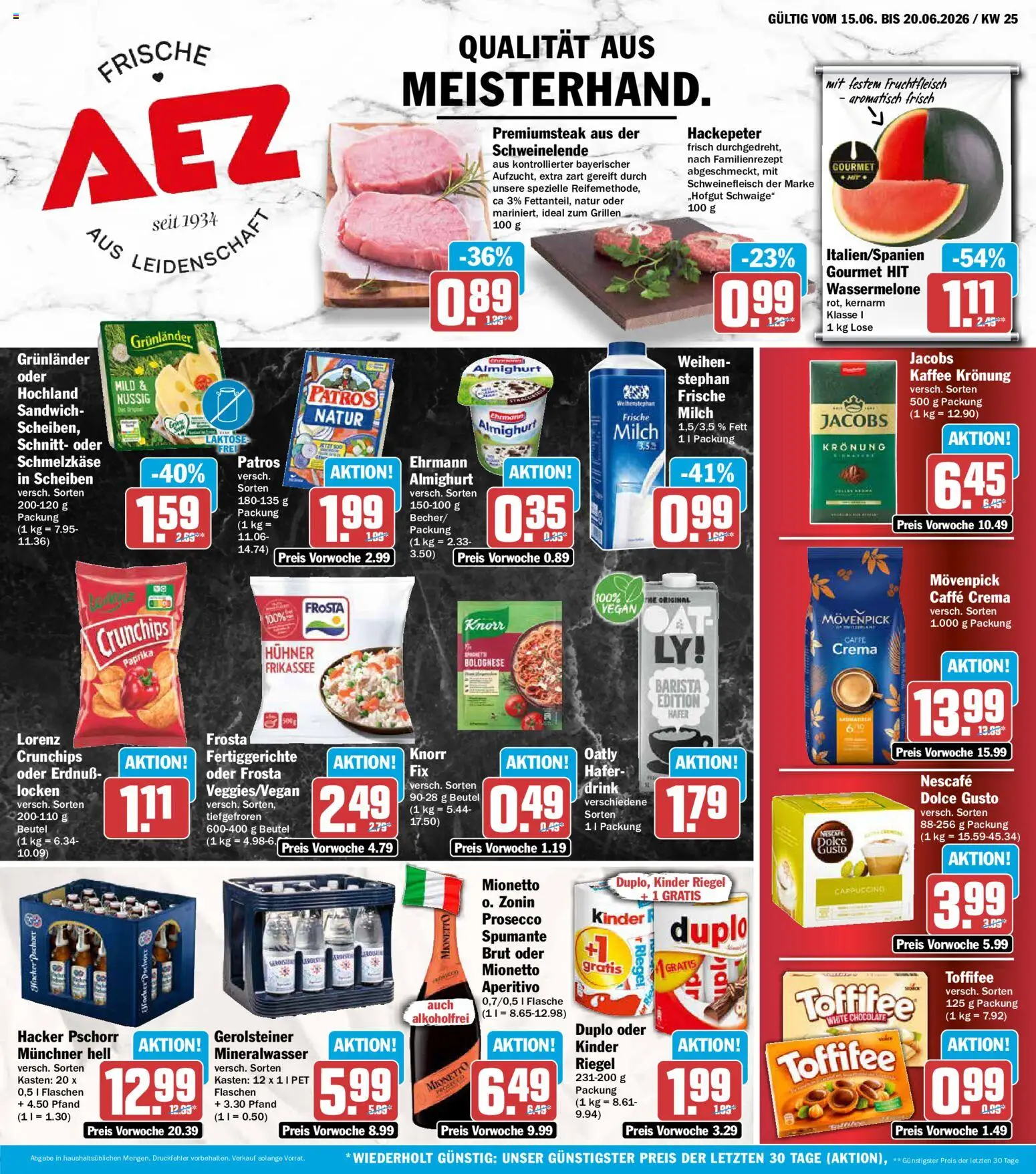 AEZ Prospekt – gültig ab 15.06.2026 | Seite: 1 | Produkte: Milch, Paprika, Oatly, Gerolsteiner