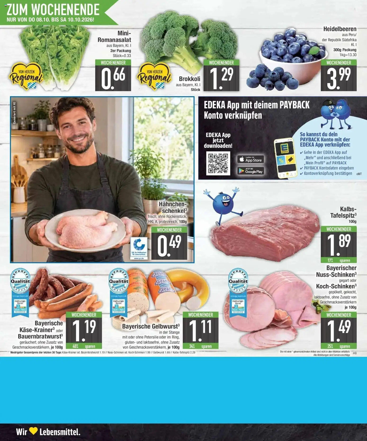 E center Prospekt Kolbermoor (ab 05.10.2026) zum Blättern | Seite: 26 | Produkte: Käsekrainer, Heidelbeeren, Brokkoli, Petersilie