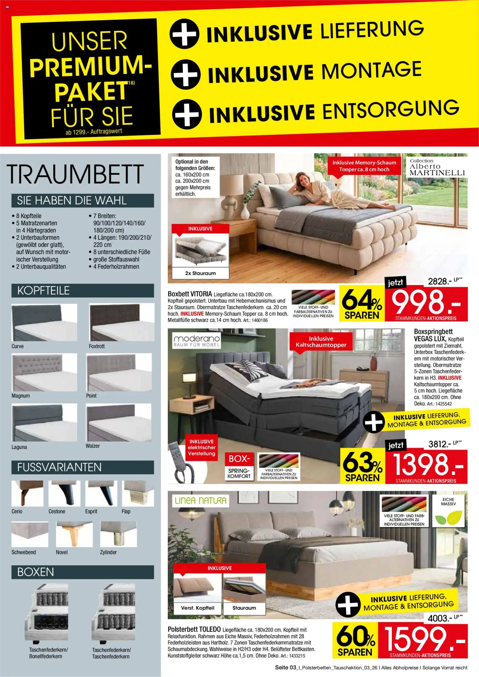 Zurbrüggen Polsterbetten tauschaktion – gültig ab 27.08.2026 | Seite: 3 | Produkte: Boxspringbett, Polsterbett, Topper, Box