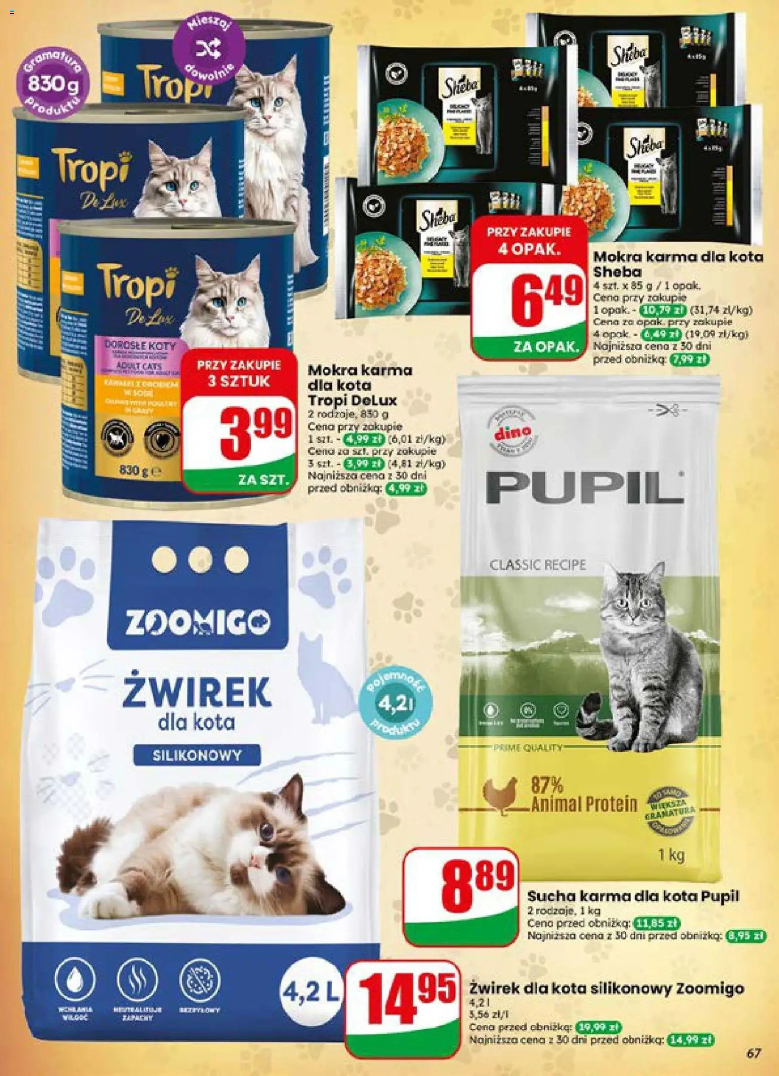 Dino gazetka od 15.07.2026 | Strona: 67 | Produkty: Żwirek dla kota, Karma dla kota