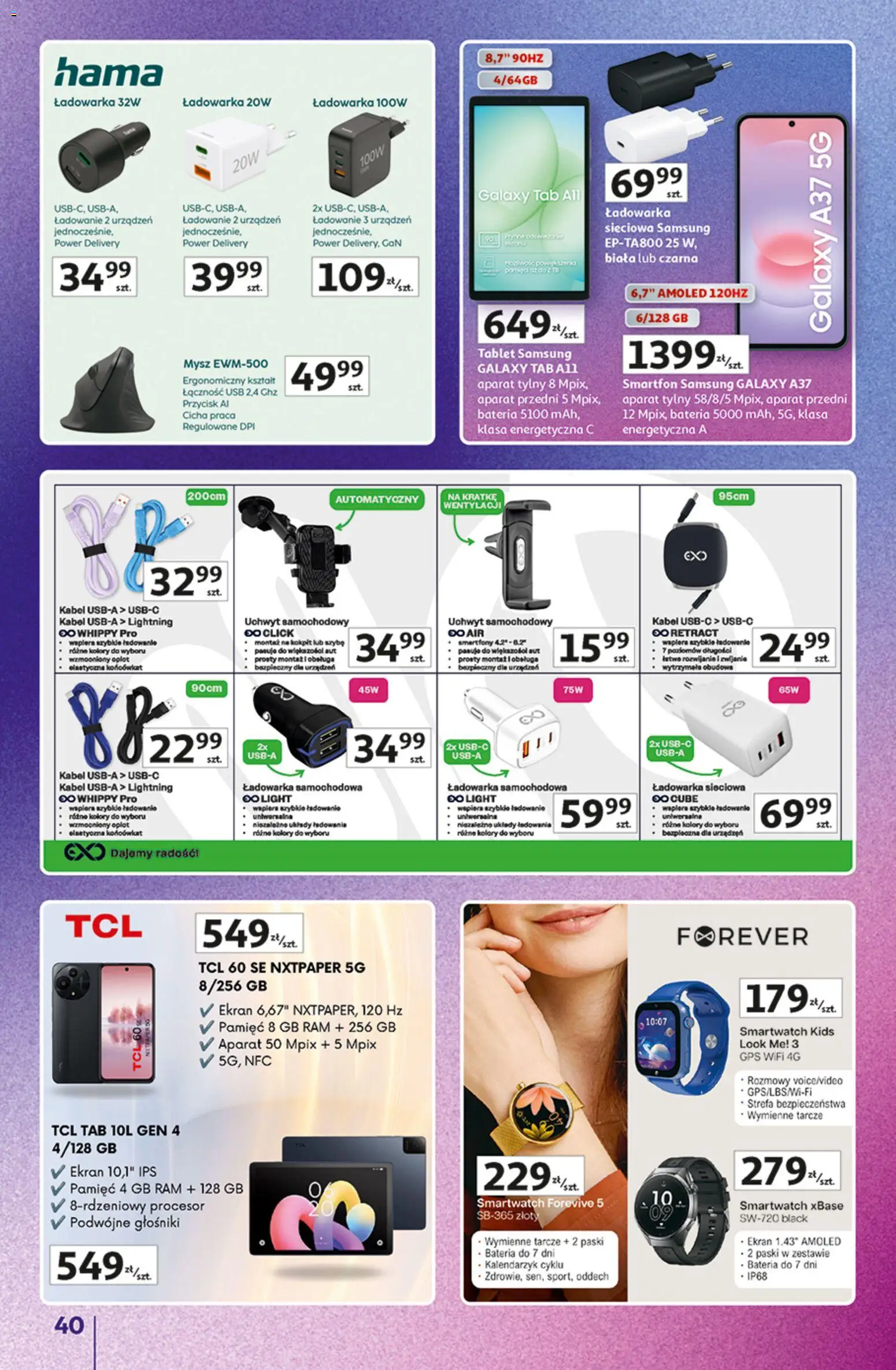 Auchan gazetka - Znane marki od 15.10.2026 | Strona: 40 | Produkty: Ładowarka, USB, Smartwatch, Bateria