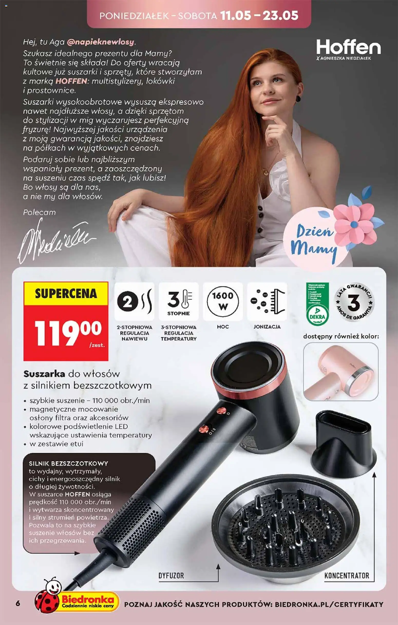 Biedronka gazetka - Hity i inspiracje od 09.05.2026 | Strona: 6 | Produkty: Suszarka, Suszarka do włosów