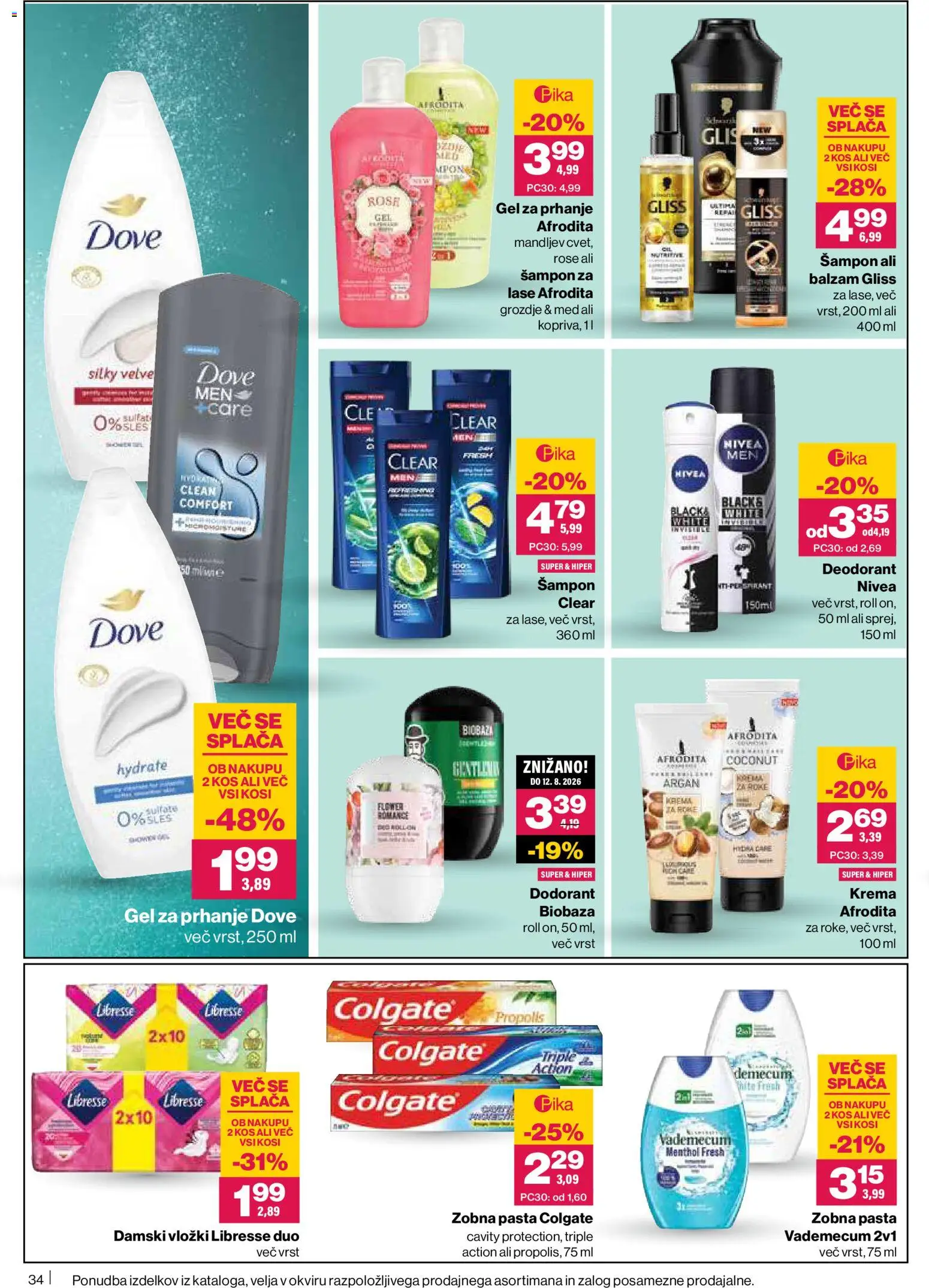 Novi Mercator katalog ponudbe – veljaven od 28.05.2026 | Stran: 34 | Izdelki: Vložki, Kos, Sampon, Zobna pasta