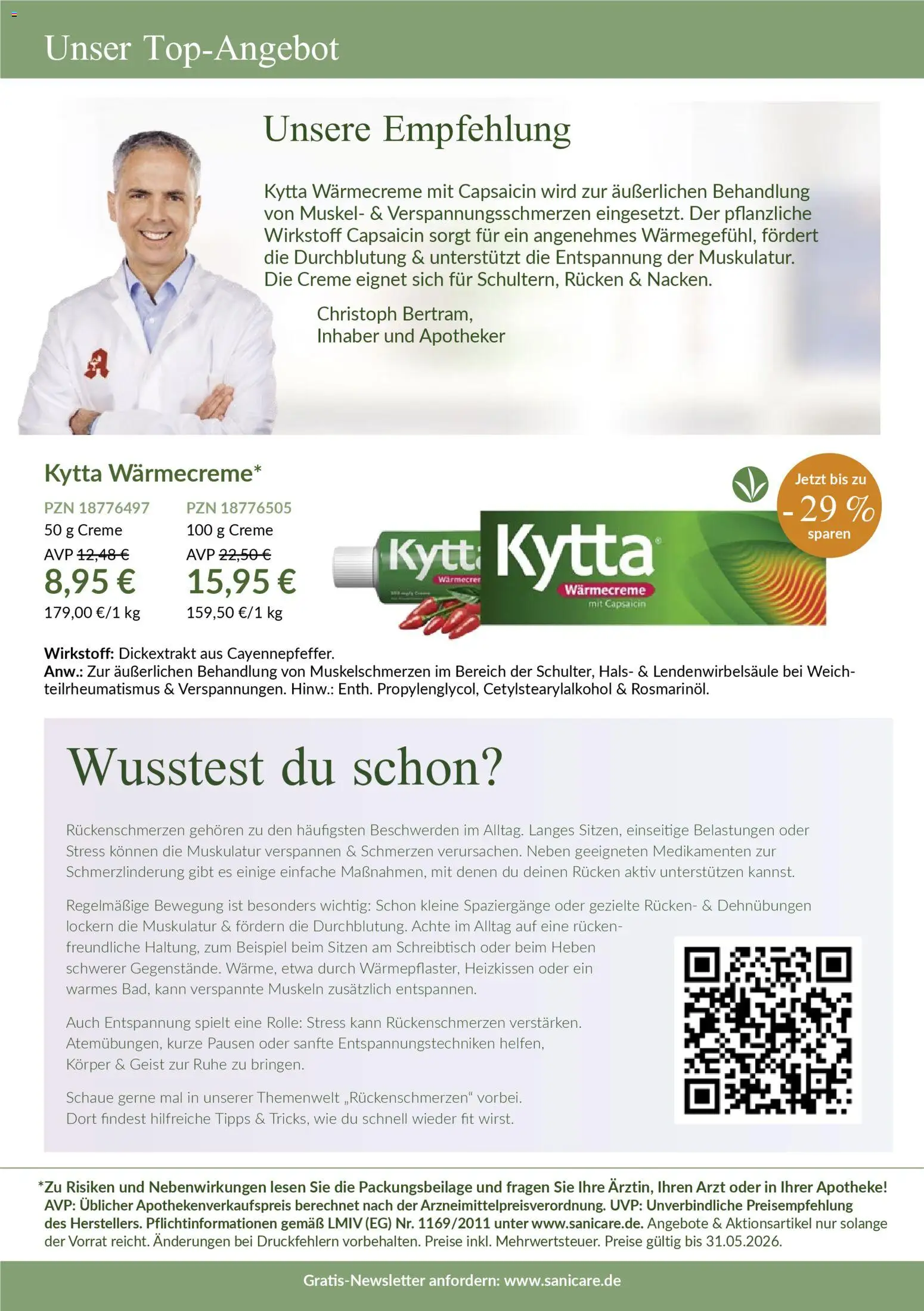 Sanicare Rheuma Katalog 2026 – gültig ab 20.03.2026 | Seite: 14 | Produkte: Creme, Heizkissen