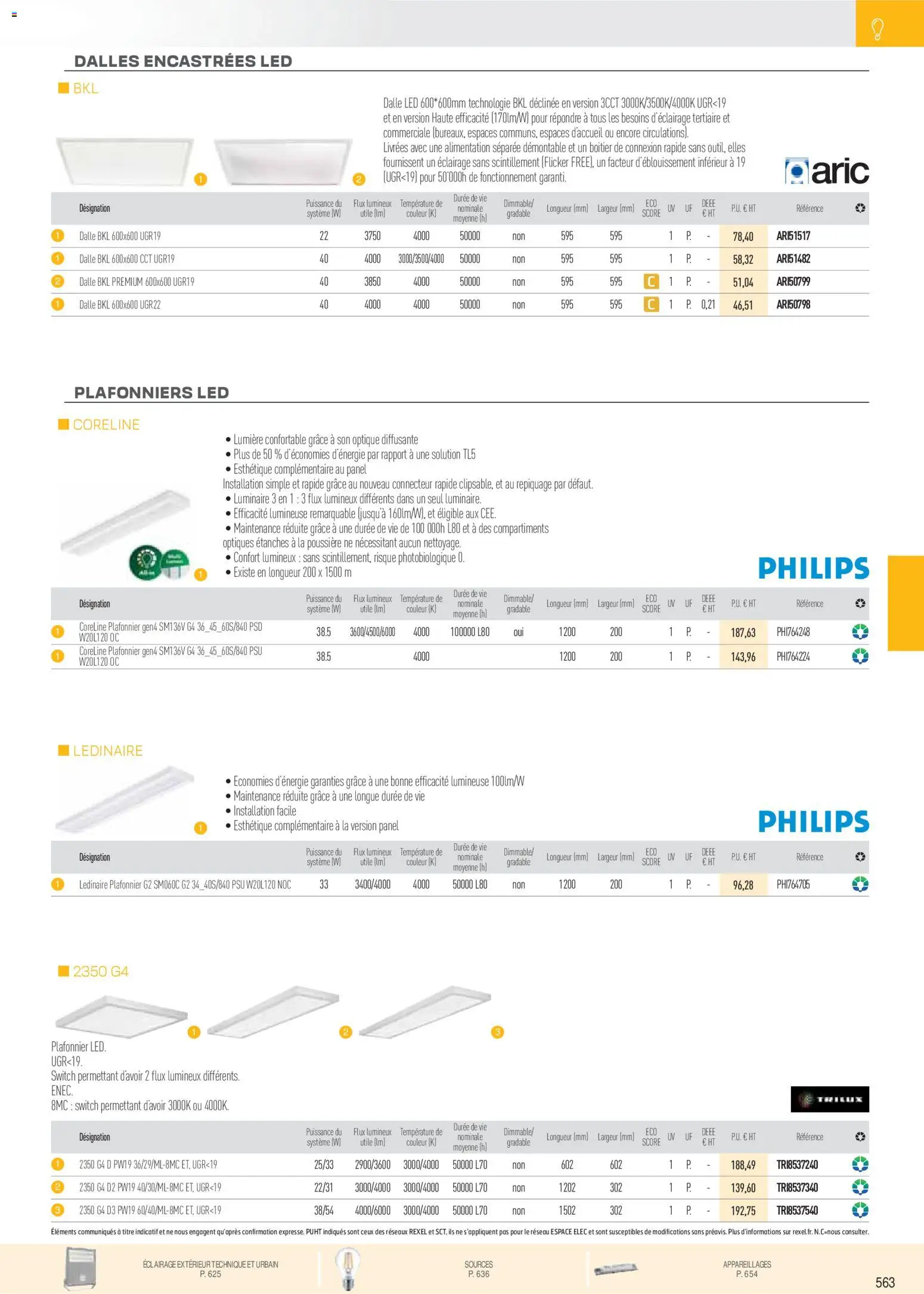 {H1} | Page: 55 | Produits: Connecteur, Plafonnier, Dalle, Alimentation