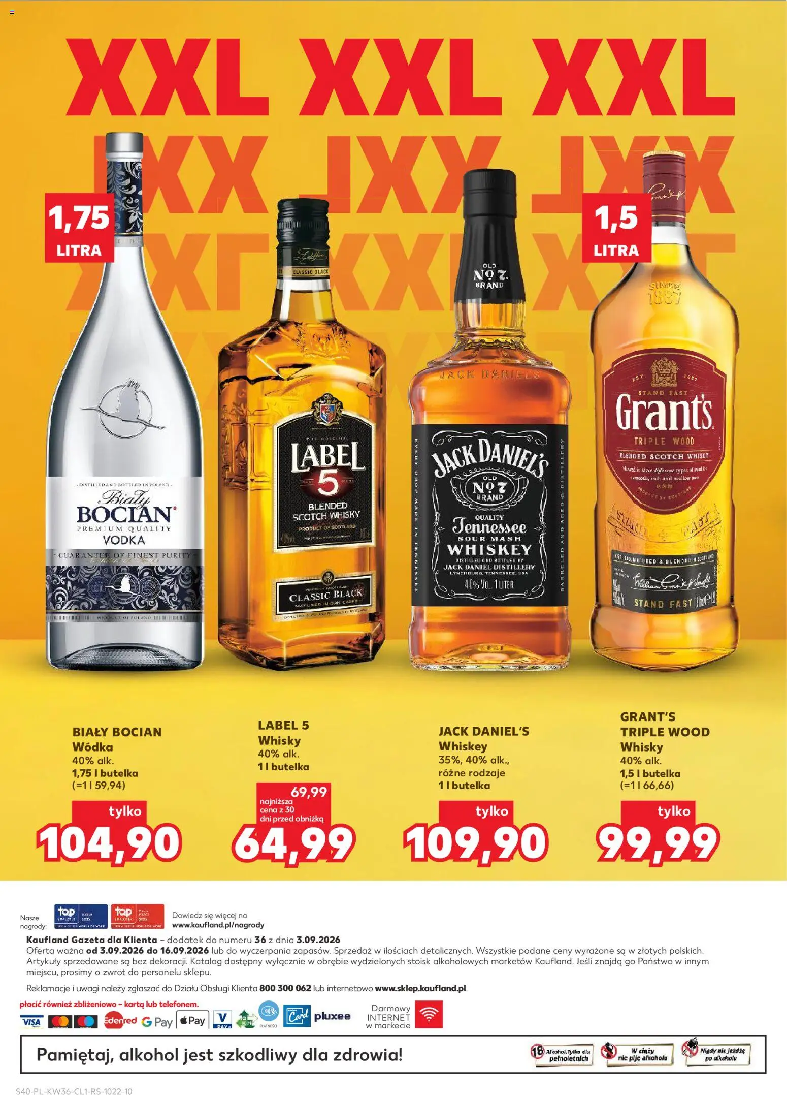 Kaufland Polsko leták - Barek od 03.09.2026 | Strana: 40 | Produkty: Finest, Vodka, Jack Daniel’s, Alkohol