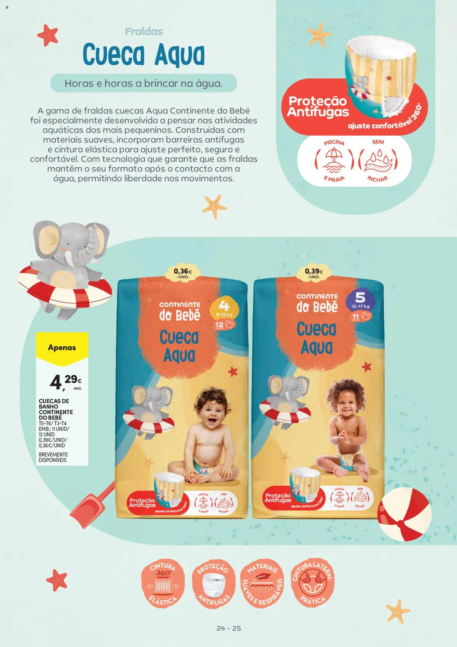 Continente Bebé Verão │ válido de 30/06/2026 | Página: 25 | Produtos: Piscina, Fraldas, Banho, Cuecas