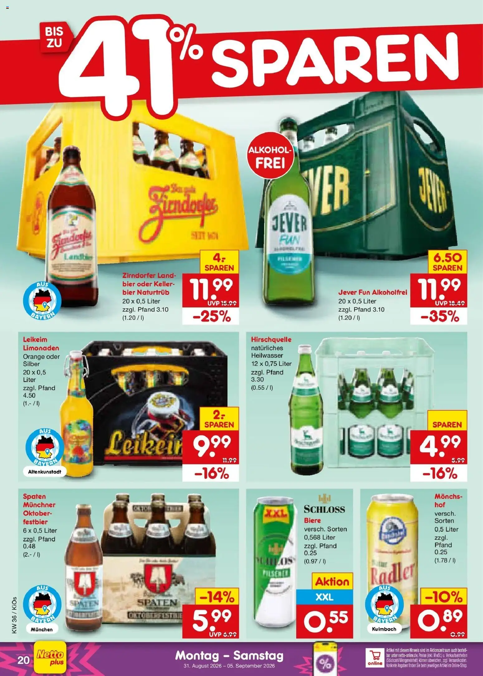 Netto Marken-Discount Prospekt Mistelbach – gültig ab 31.08.2026 | Seite: 26 | Produkte: Bier, Radler, Alkohol, Jever