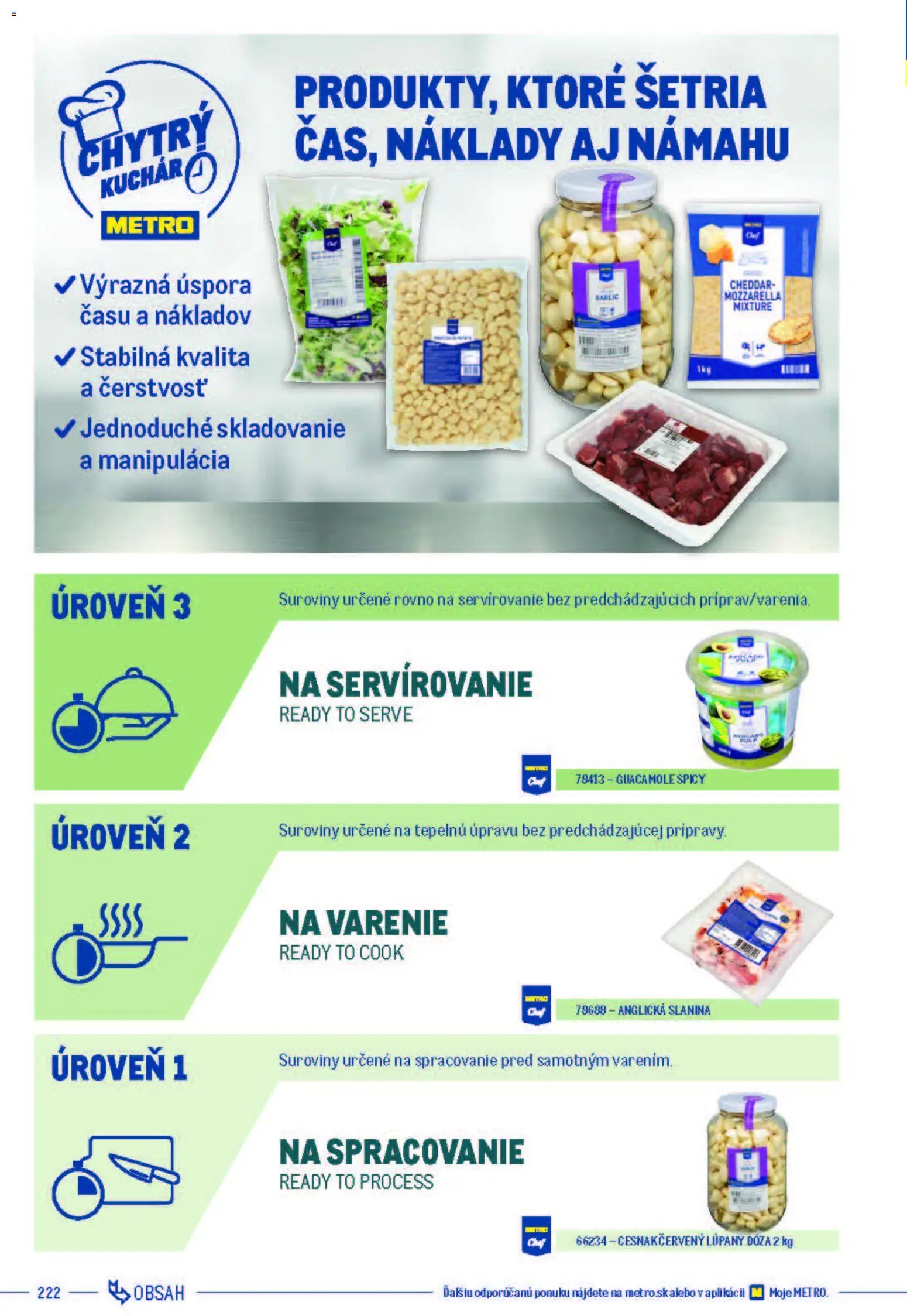 Nové Metro akcie – leták je platný od 05.12.2025 | Strana: 222 | Produkty: Cheddar, Slanina, Anglická slanina, Mozzarella