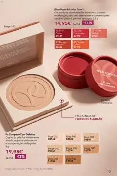 Pré-visualização Yves Rocher Catalogo 13 válido de 21/10/2026 | Página: 13 | Produtos: Flores, Fragrância, Pó, Blush