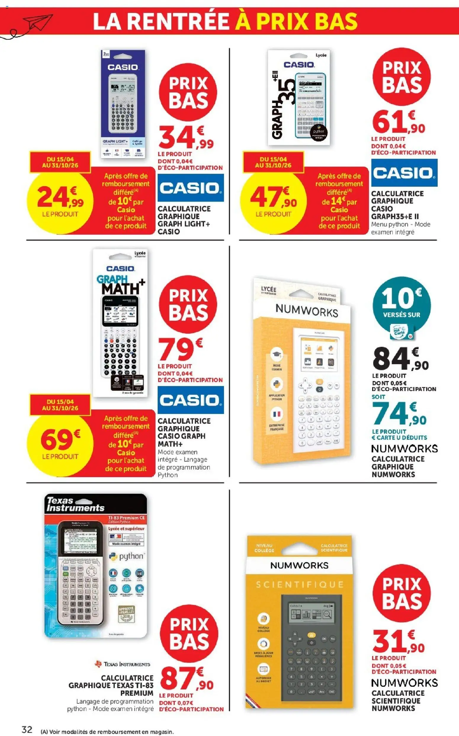{H1} | Page: 32 | Produits: Calculatrice