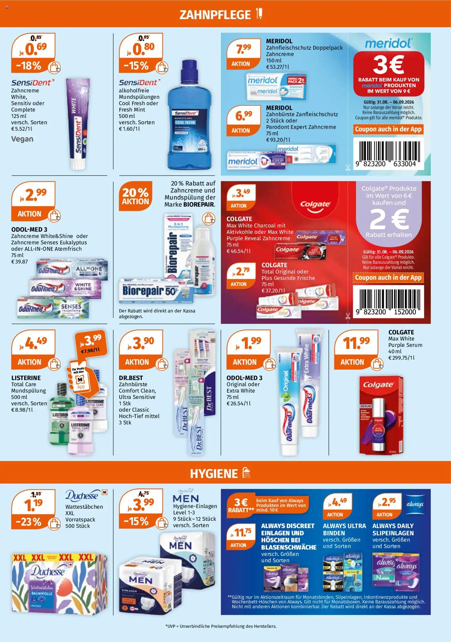 Müller Unsere Spätsommer Must-haves! gültig ab 31.08.2026 | Seite: 7 | Produkte: Höschen, Zahnbürste