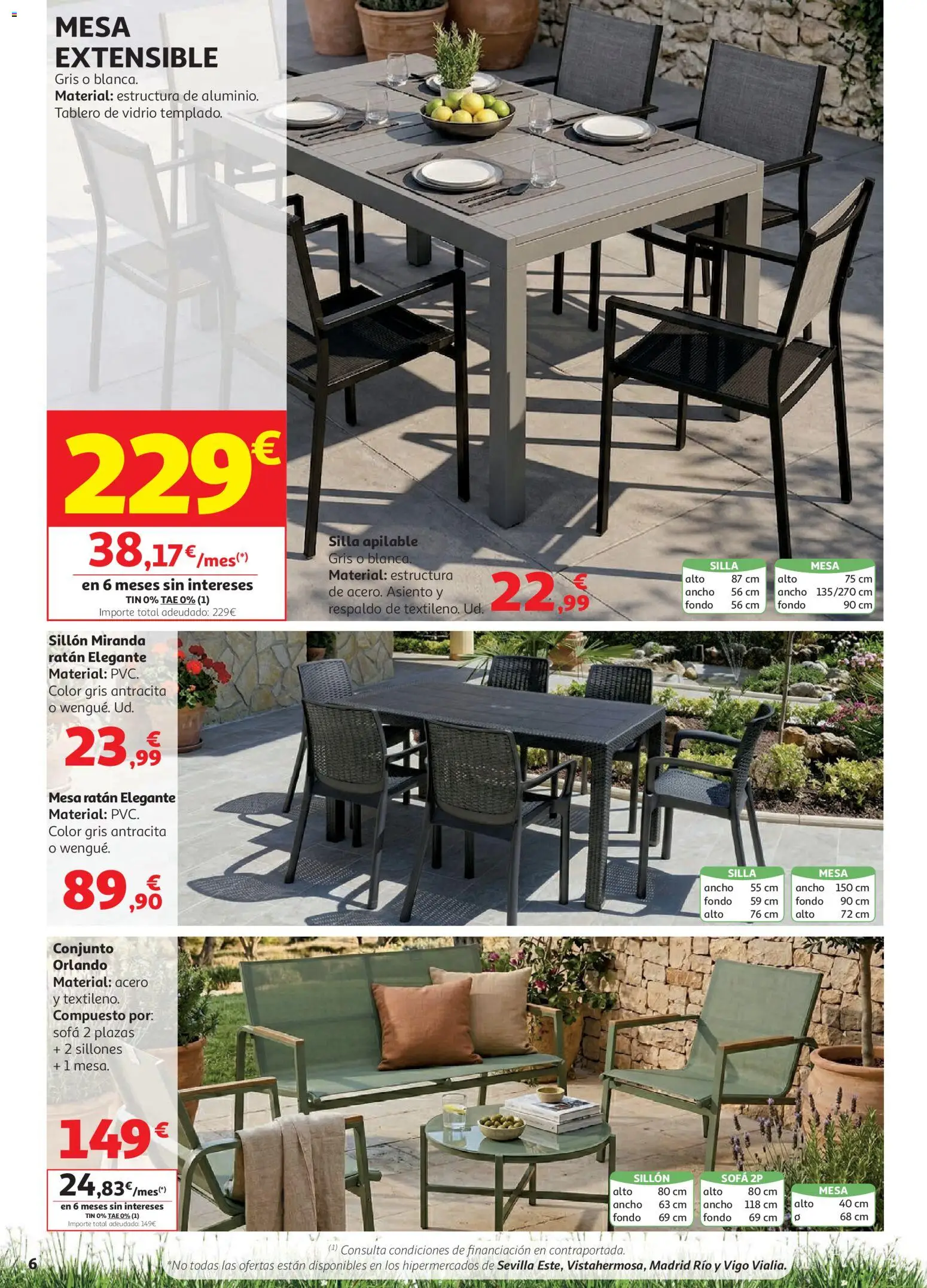 Alcampo Aire Libre HG Cat │ válido desde el 05.05.2026 | Página: 6 | Productos: Silla apilable, Mesa extensible, Sofá, Silla