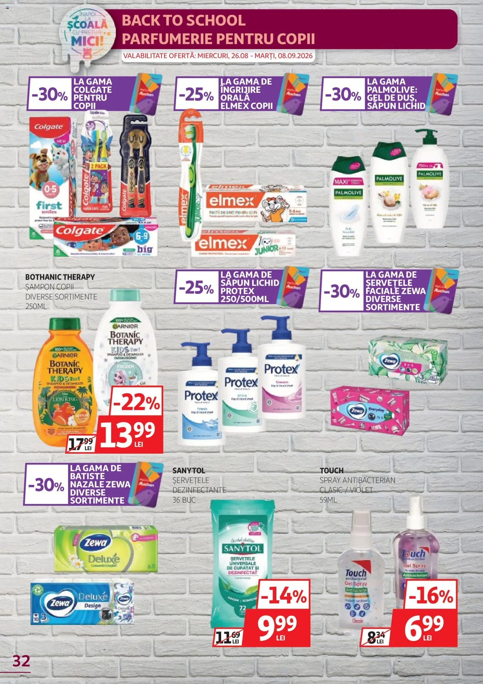 Noul catalog Auchan – valabil de la 26.08.2026 | Pagină: 32 | Produse: Mici, Șampon, Săpun lichid, Deluxe